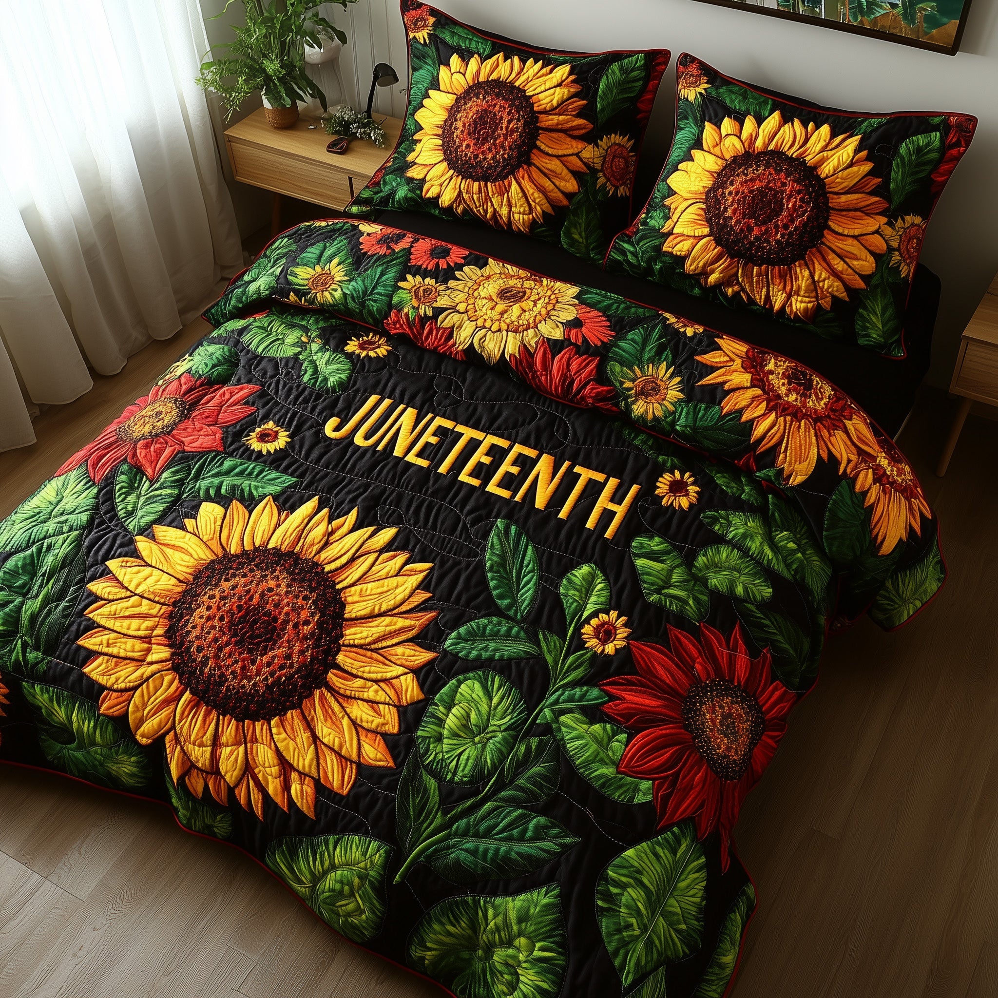 Juneteenth Quilted Bedding Set Duvet Cover Bed Sheet Great African American Heritage Month Gifts