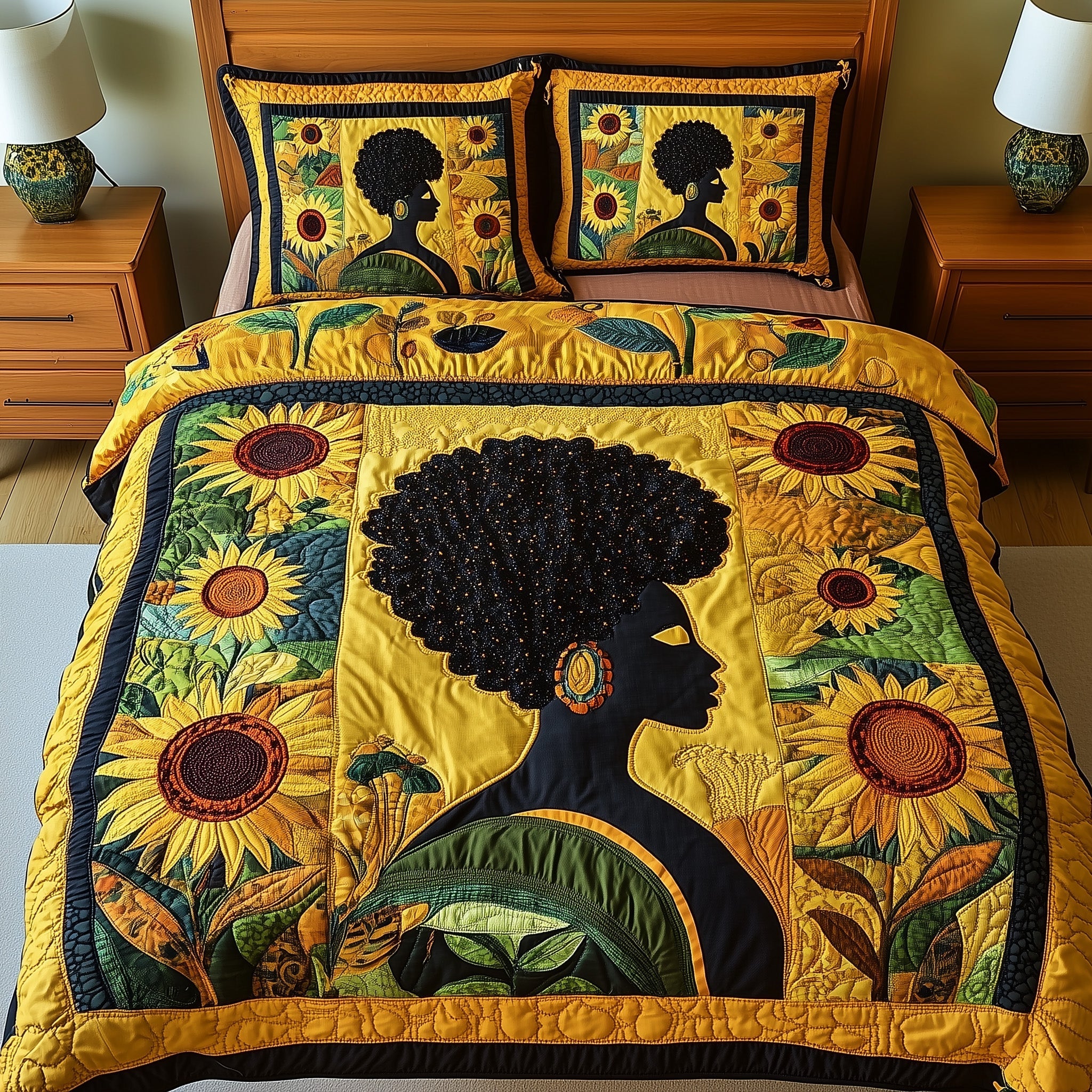 Juneteenth Quilted Bedding Set Duvet Cover Merchandise Black Women Melanin Gifts