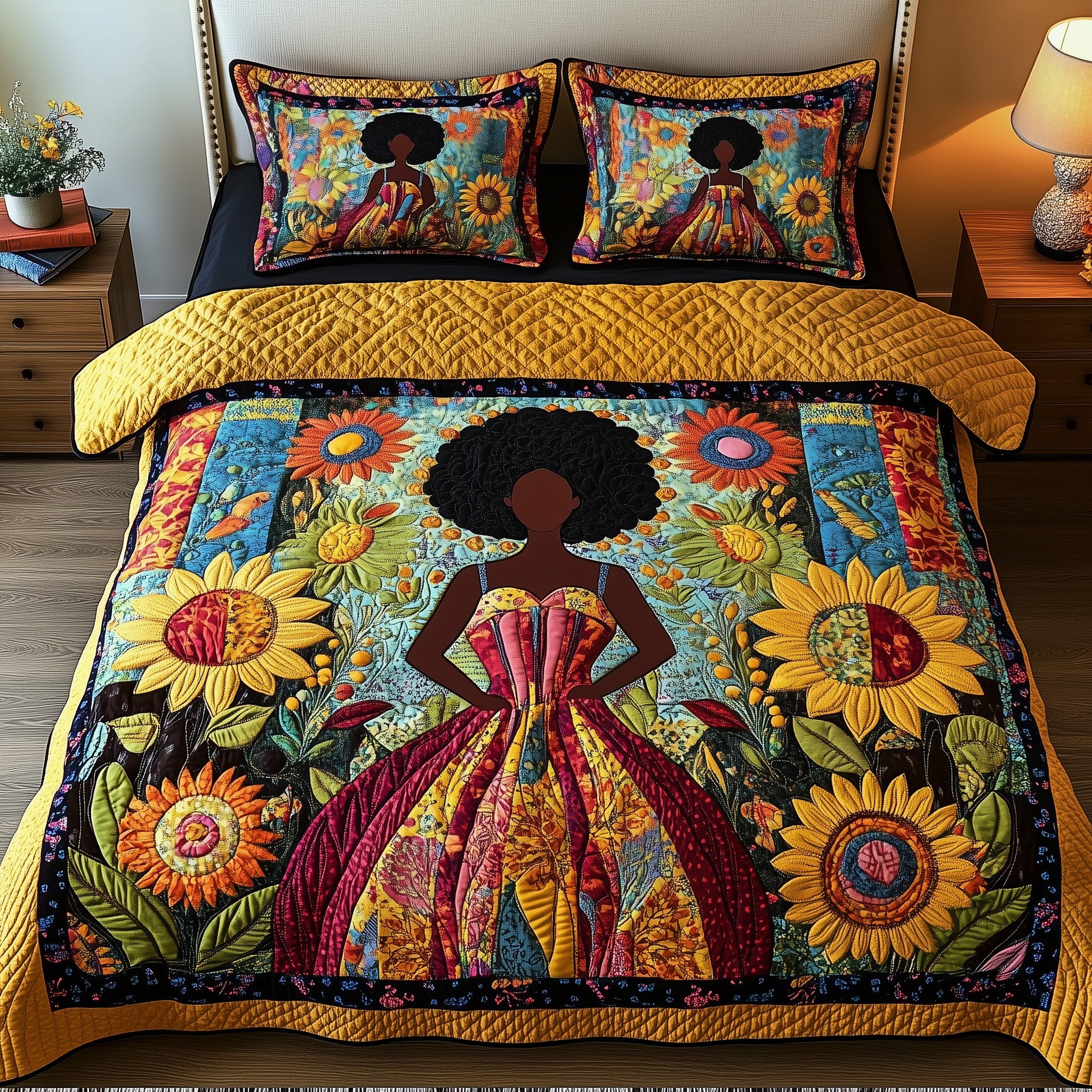 Juneteenth Quilted Bedding Set Duvet Cover Merchandise Cool Black History Month Gifts