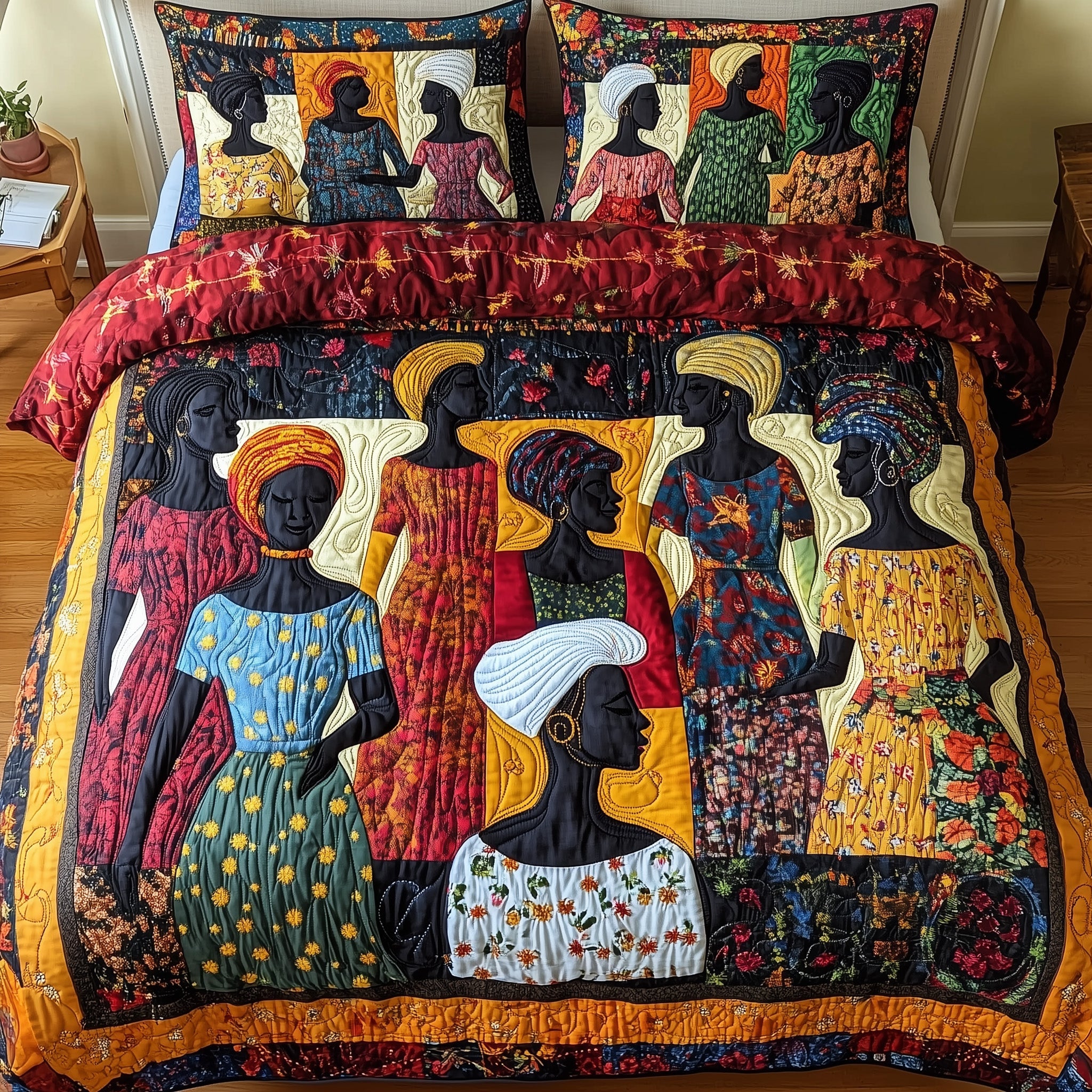 Juneteenth Quilted Bedding Set Duvet Cover Merchandise Cool Melanin Black Women Gifts For Her