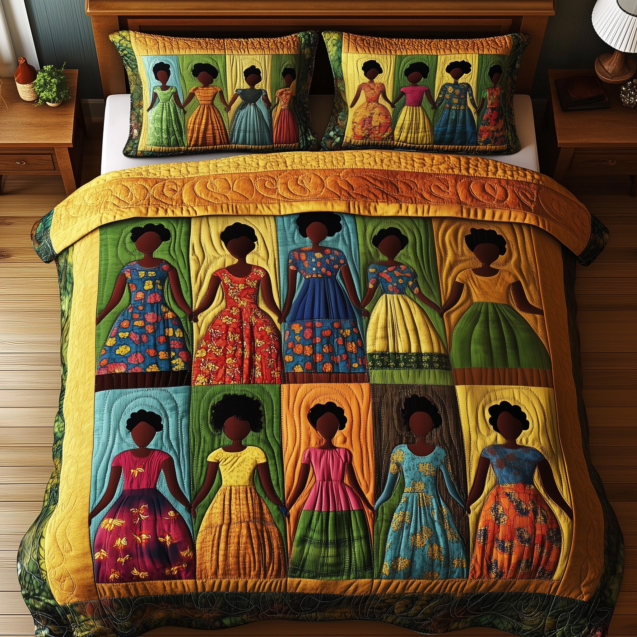 Juneteenth Quilted Bedding Set Duvet Cover Merchandise Good Melanin African American Gifts Stuff