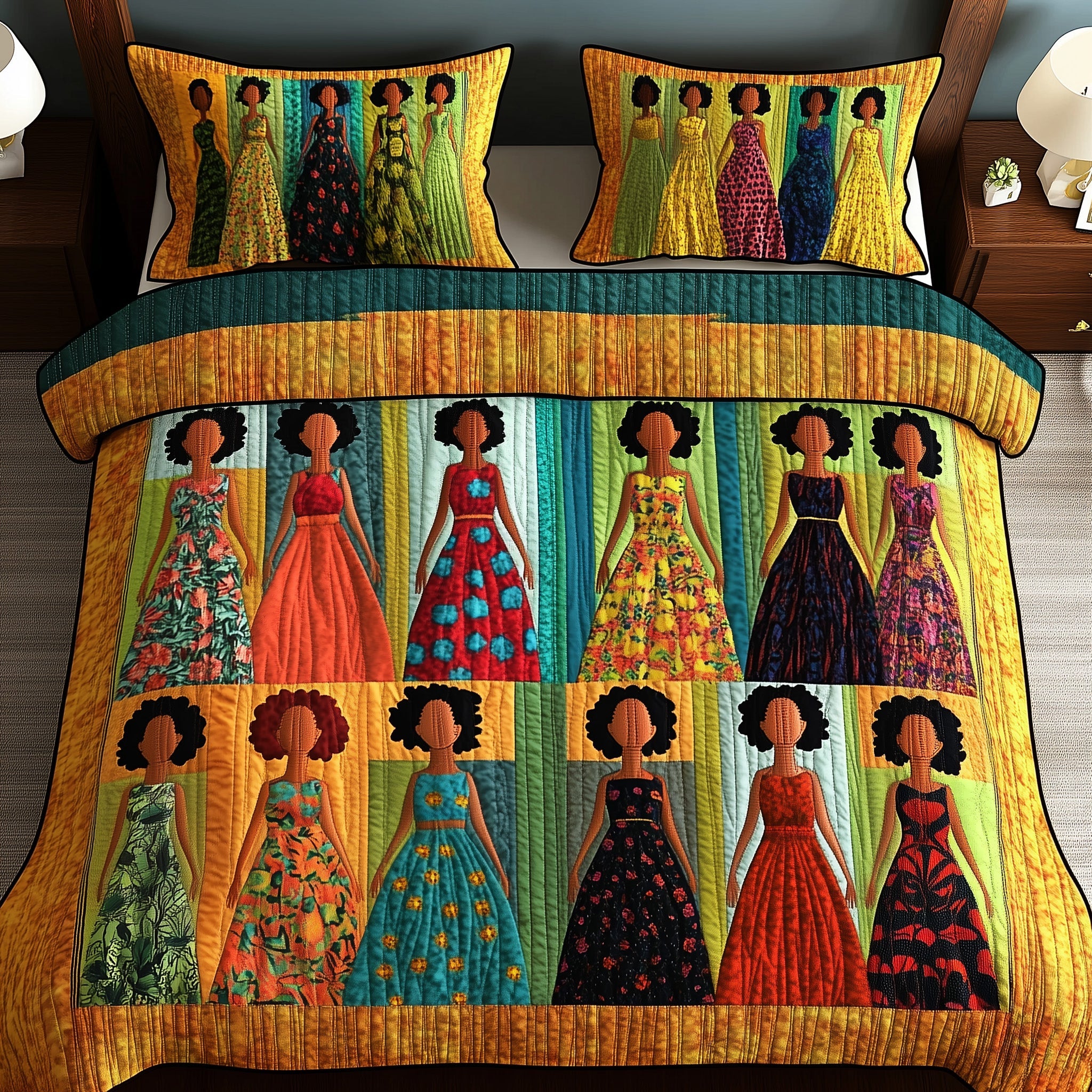 Juneteenth Quilted Bedding Set Duvet Cover Merchandise Good Melanin Black History Gifts For Ladies