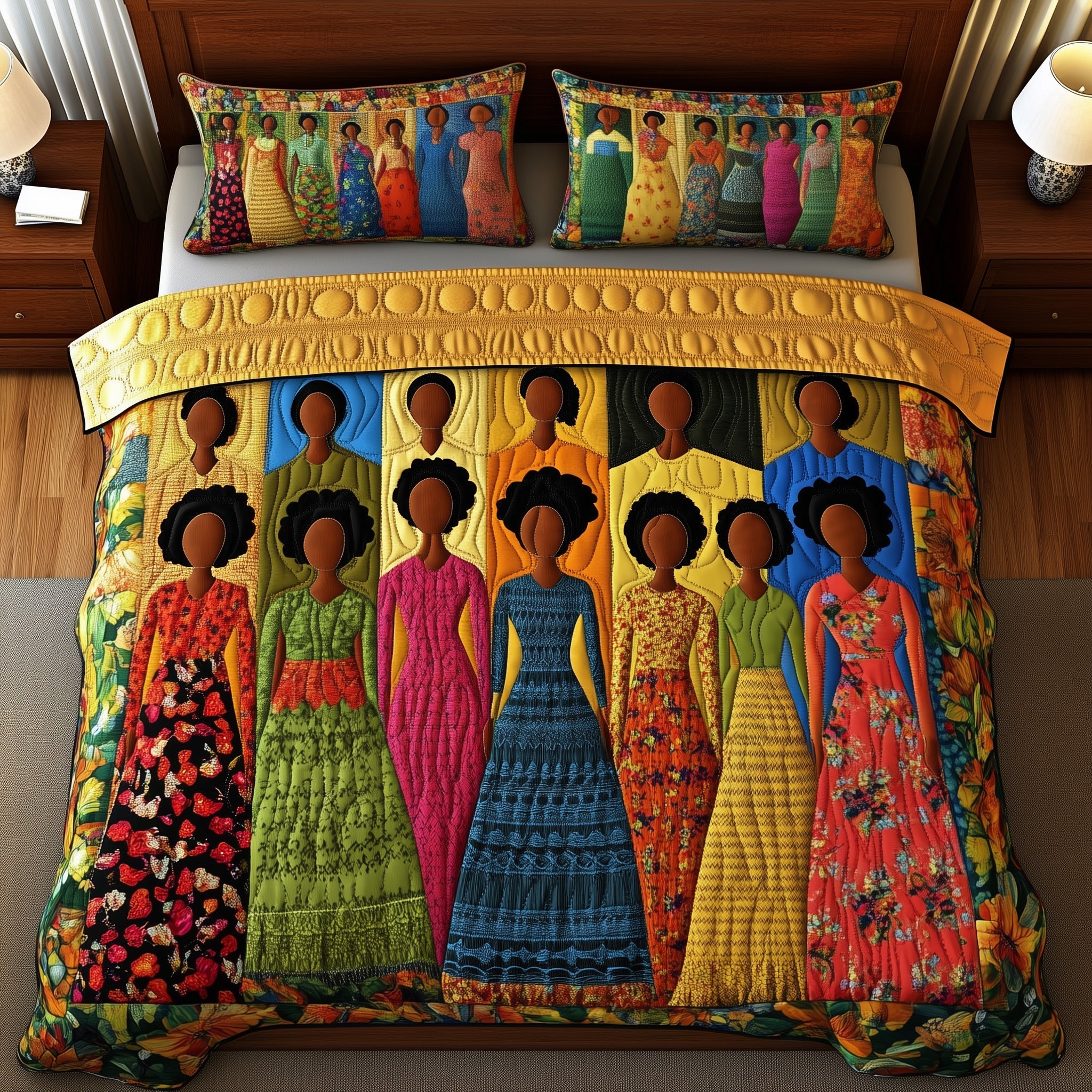 Juneteenth Quilted Bedding Set Duvet Cover Merchandise Good Melanin Black Women Gift Ideas