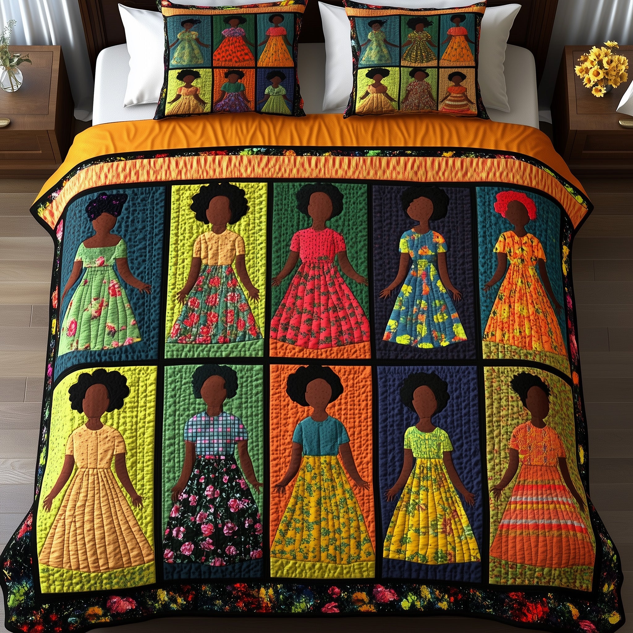 Juneteenth Quilted Bedding Set Duvet Cover Merchandise Good Melanin Black Women Gifts For Her