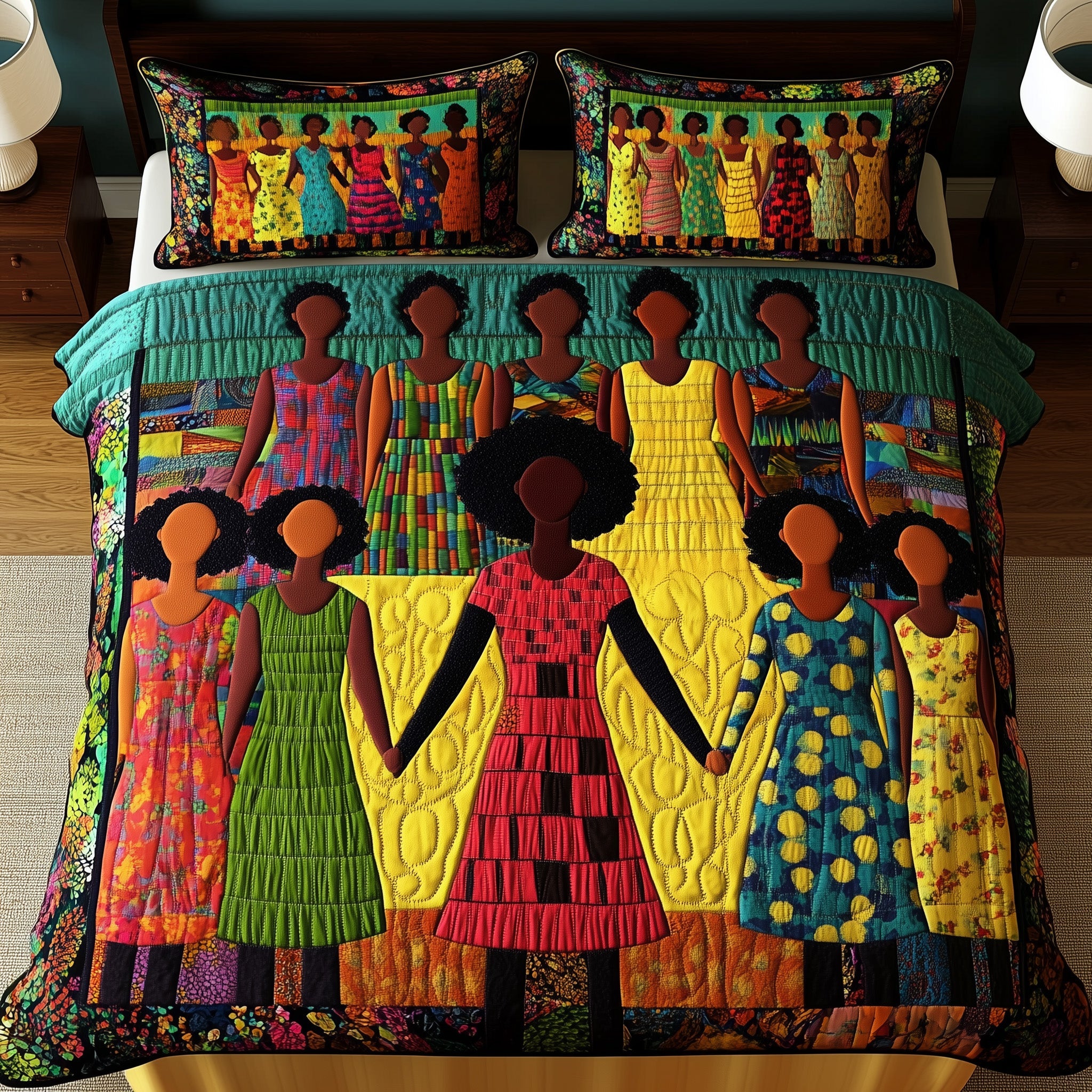 Juneteenth Quilted Bedding Set Duvet Cover Merchandise Good Melanin Gifts For Black Women