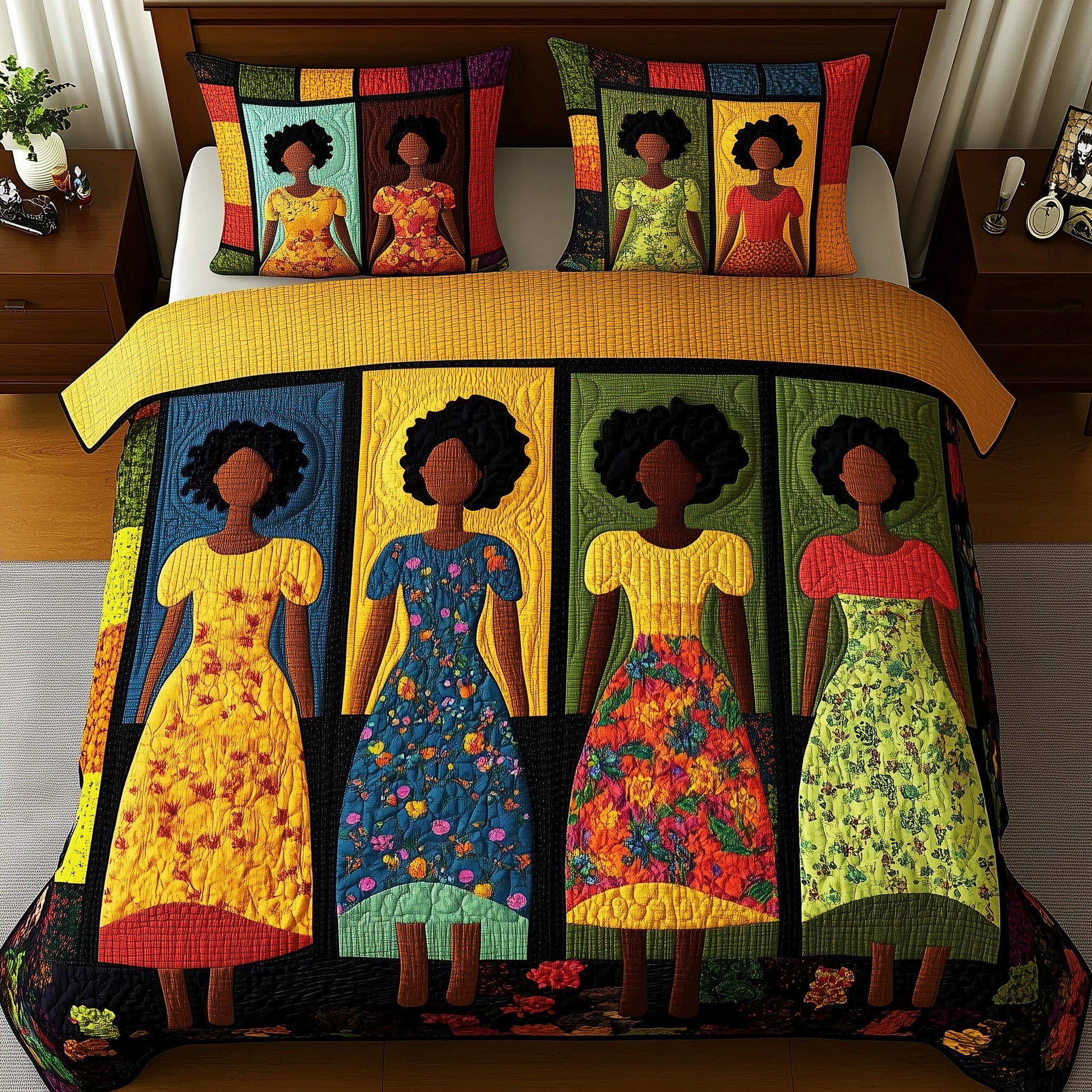 Juneteenth Quilted Bedding Set Duvet Cover Merchandise Good Melanin Gifts For Ladies