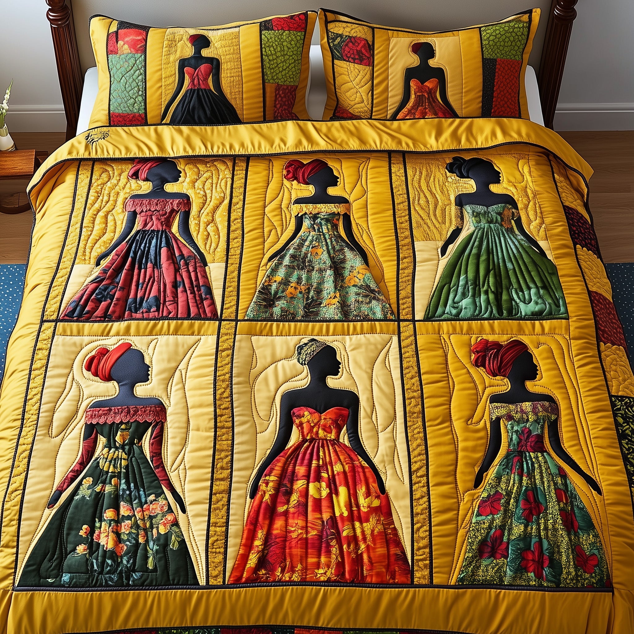 Juneteenth Quilted Bedding Set Duvet Cover Merchandise Melanin Black Women Gift Ideas