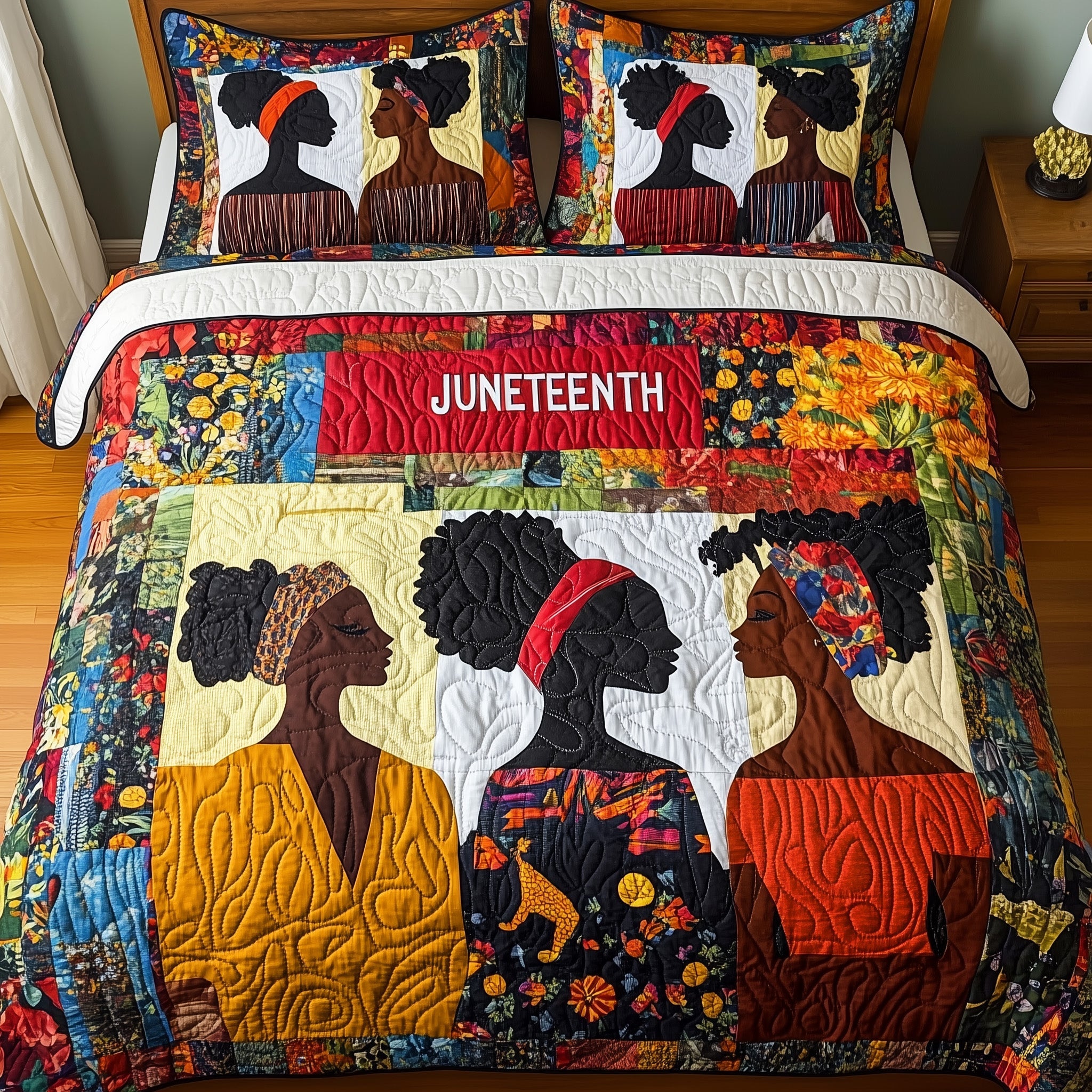Juneteenth Quilted Bedding Set Duvet Cover Merchandise Melanin Themed Gifts Christmas