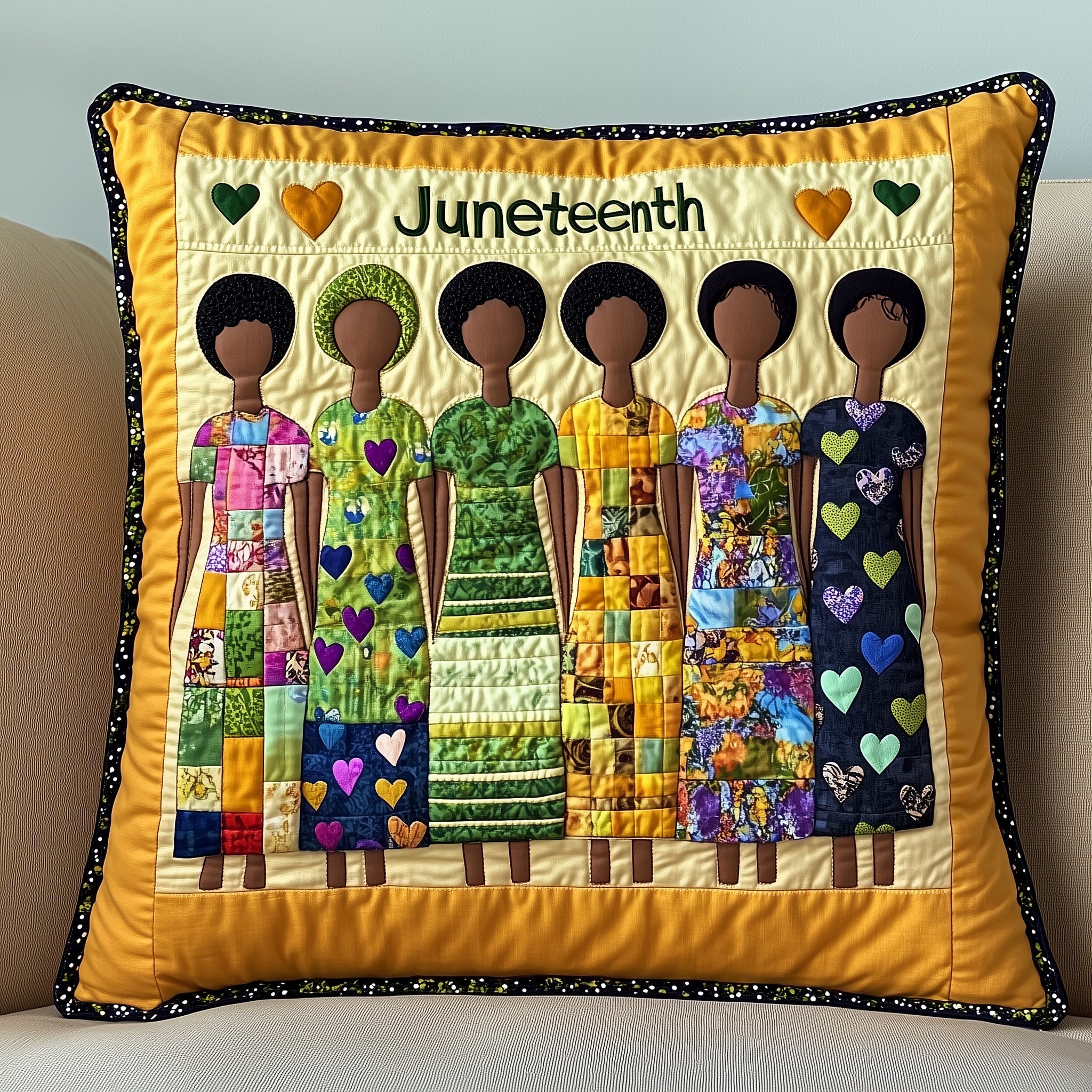 Juneteenth Quilted Pillow Case Decorative Pillow Cover MerchAfrican American Gifts For Her