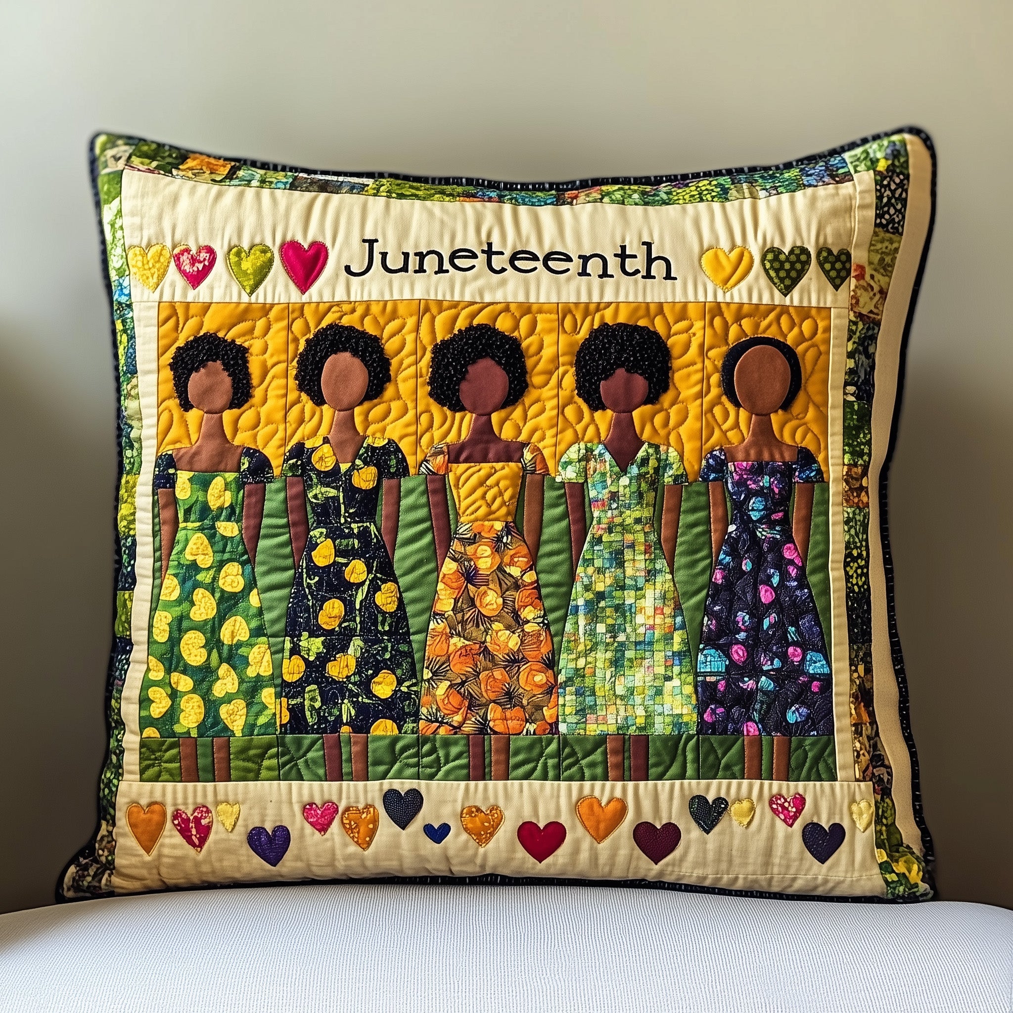Juneteenth Quilted Pillow Case Decorative Pillow Cover MerchAfrican American Gifts For Her