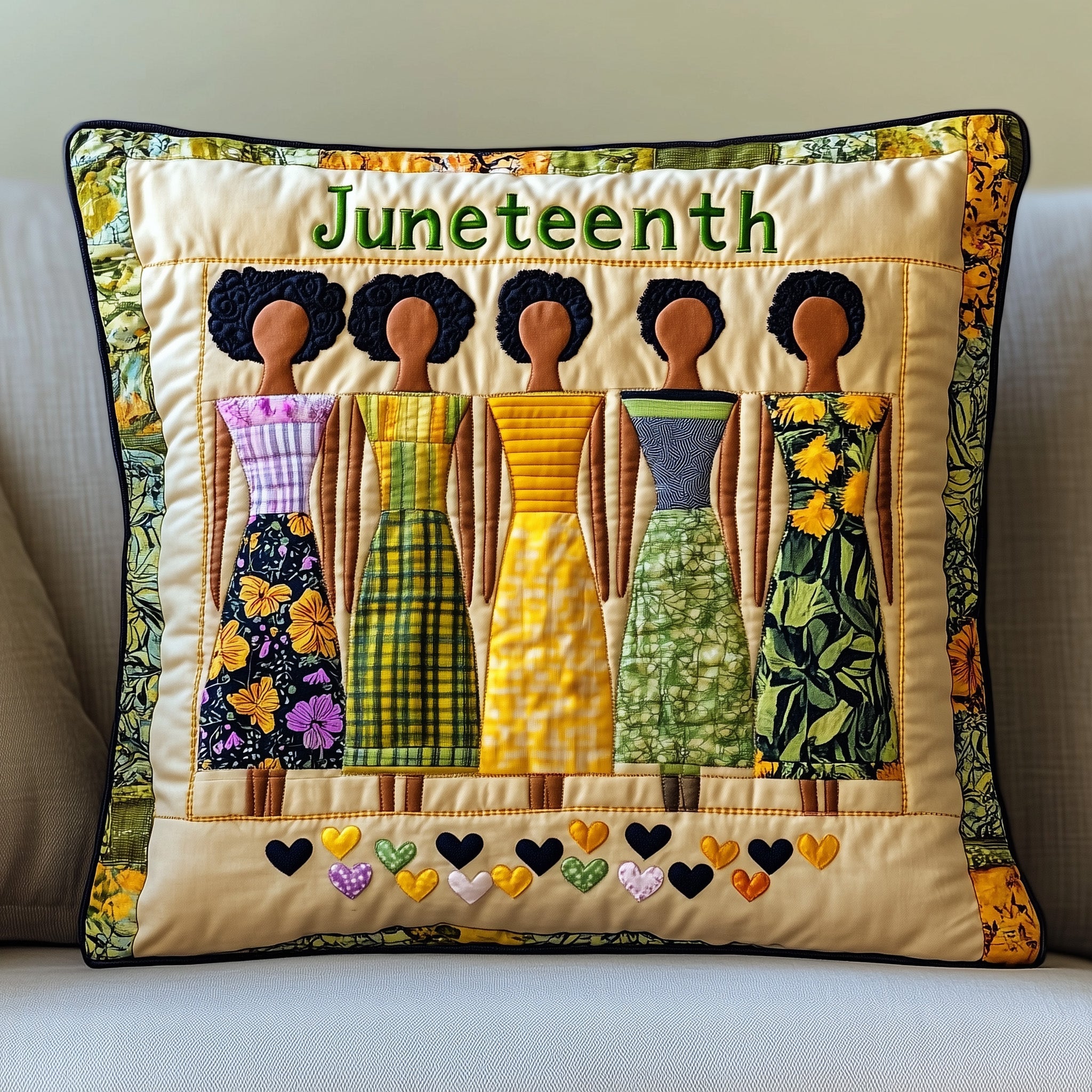 Juneteenth Quilted Pillow Case Decorative Pillow Cover MerchAfrican American Gifts For Women