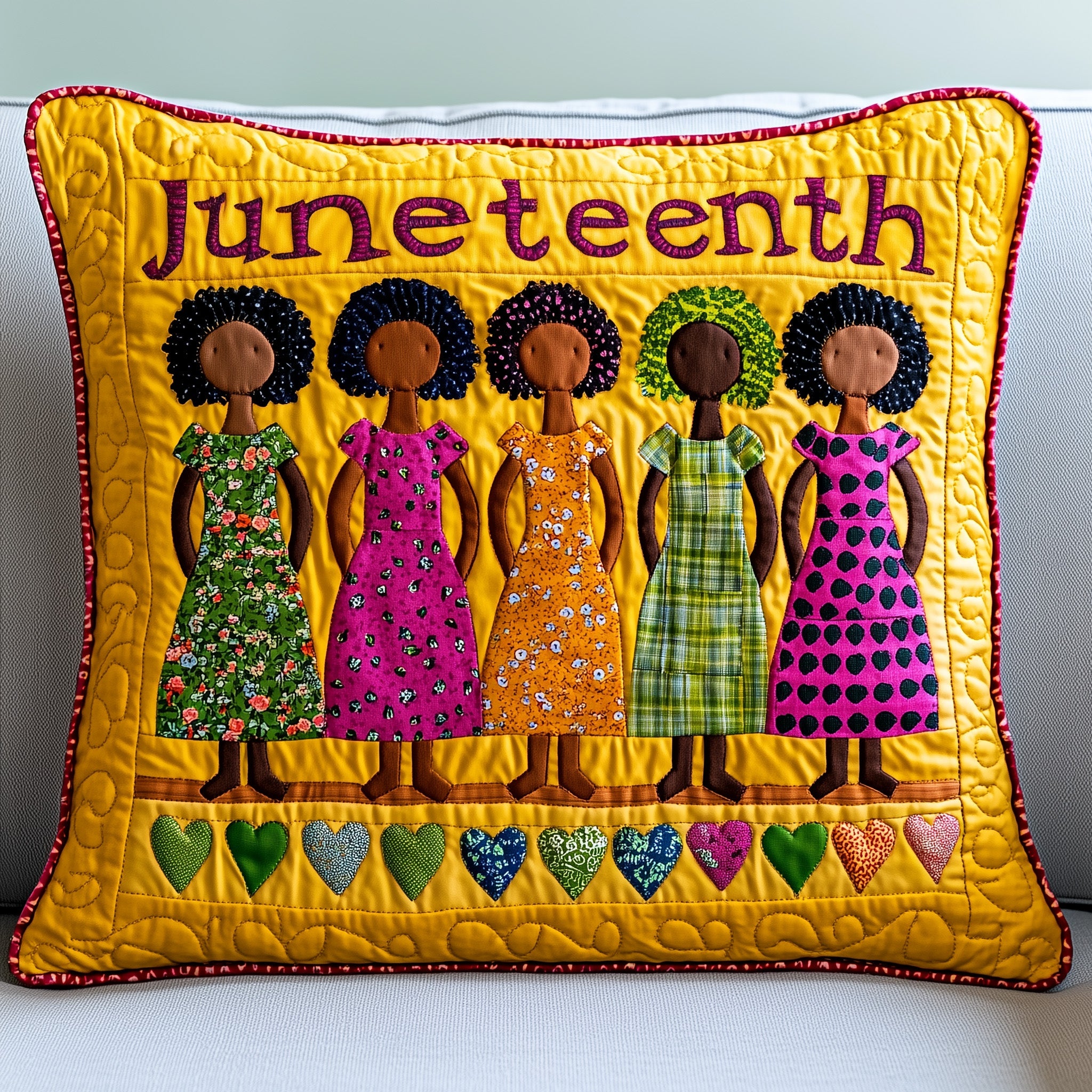 Juneteenth Quilted Pillow Case Decorative Pillow Cover MerchAfrican American Gifts For Women