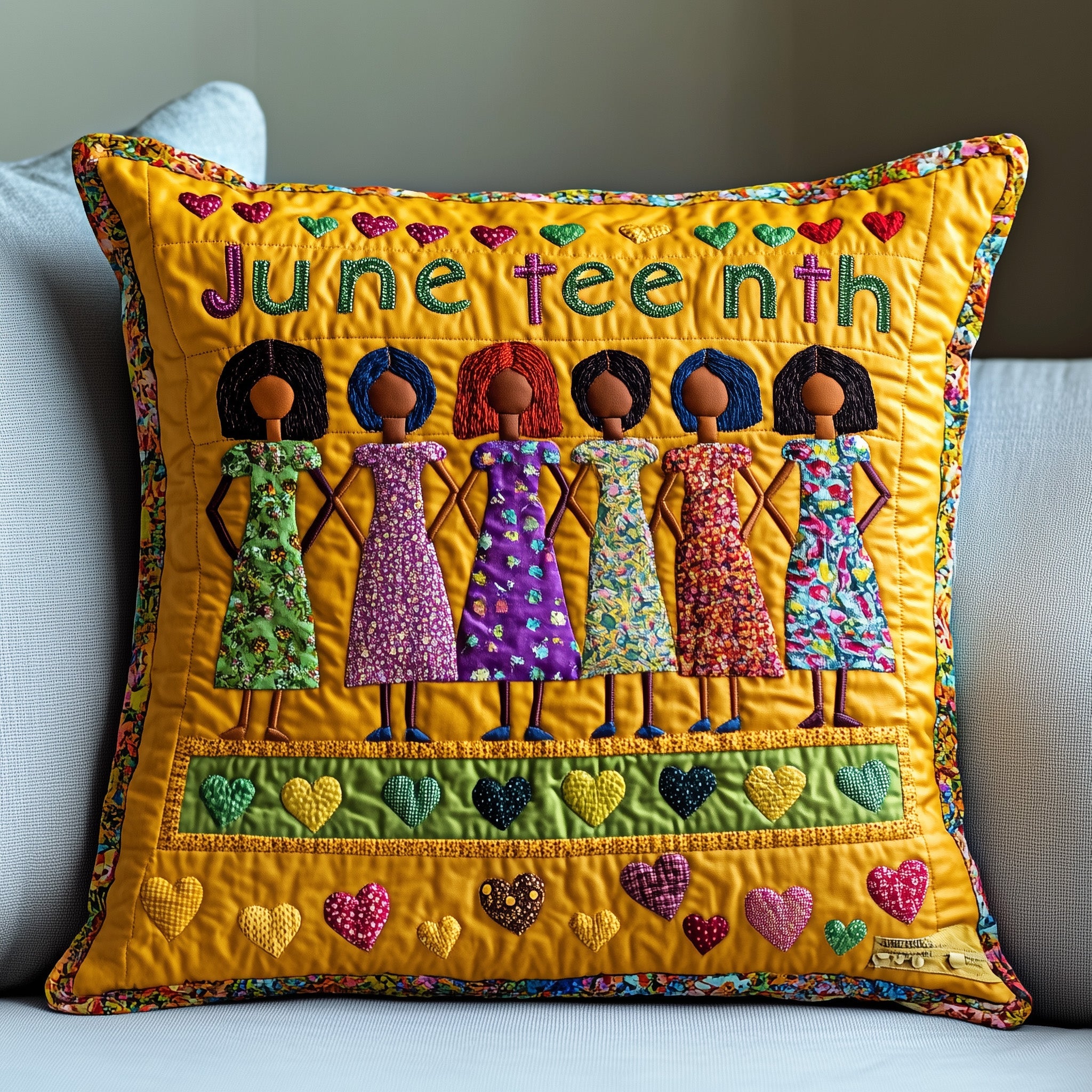 Juneteenth Quilted Pillow Case Decorative Pillow Cover MerchAfrican American Heritage Month Gifts