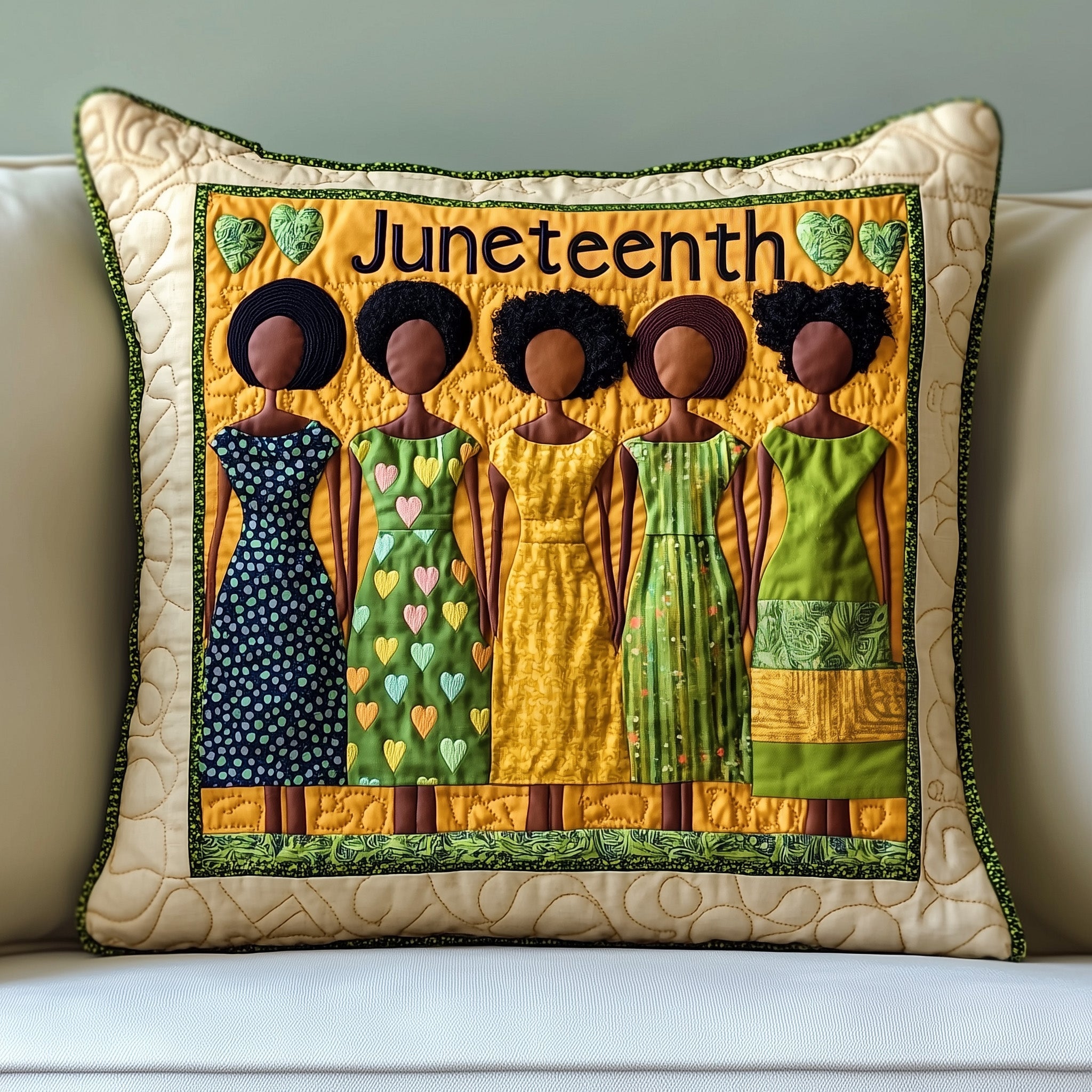 Juneteenth Quilted Pillow Case Decorative Pillow Cover MerchAfrican American Heritage Month Gifts