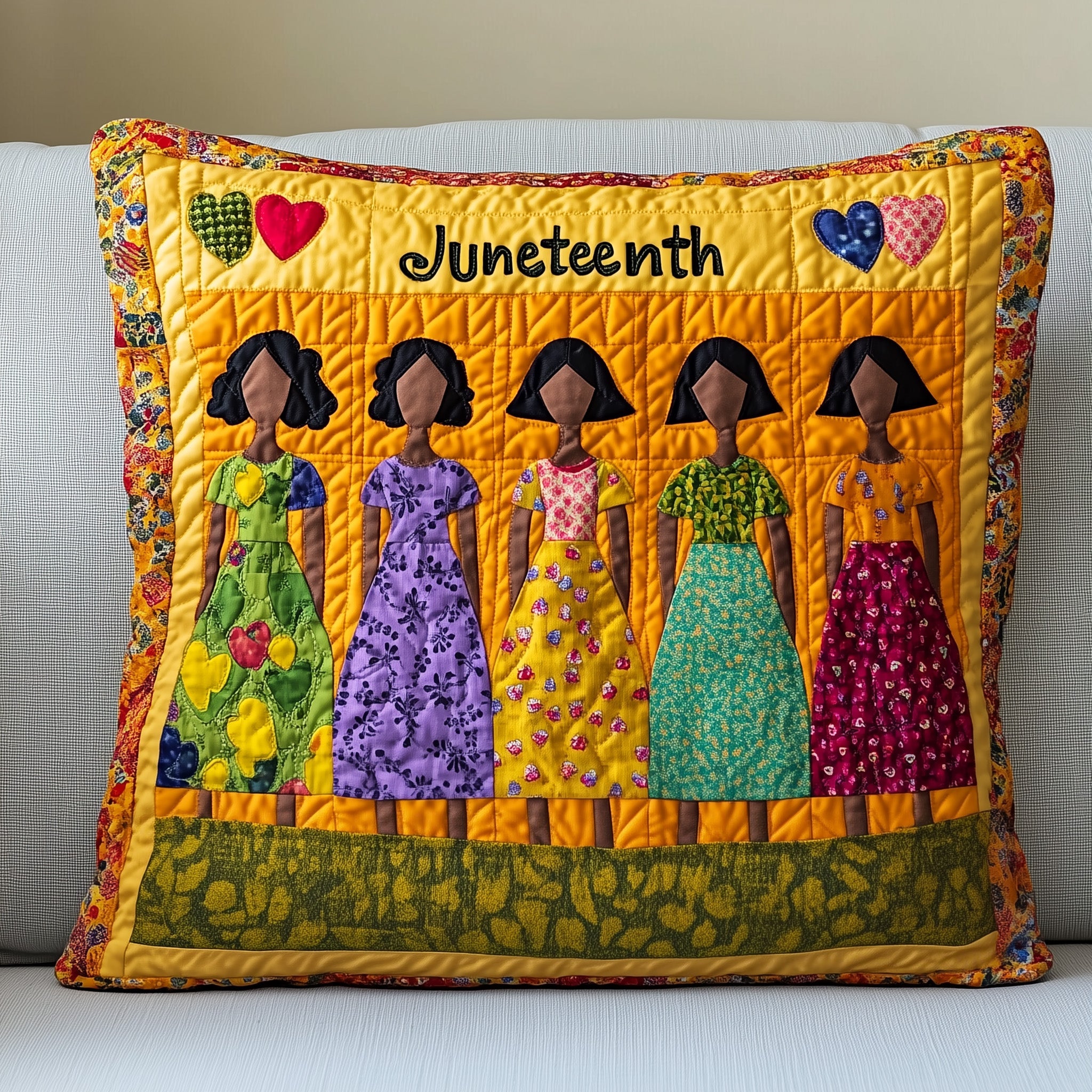 Juneteenth Quilted Pillow Case Decorative Pillow Cover MerchBest African American Gifts