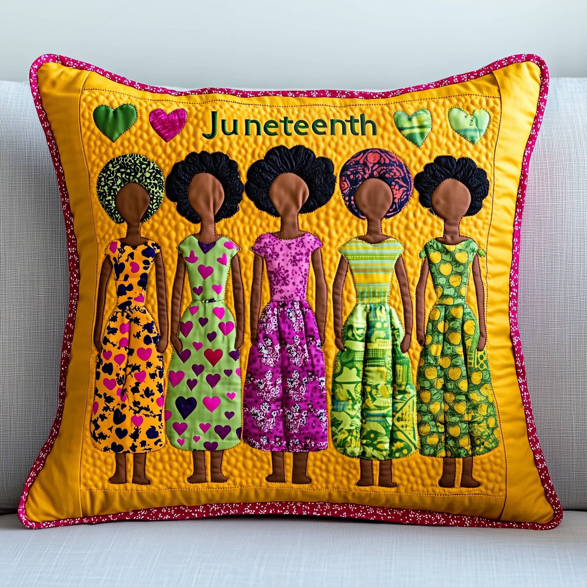 Juneteenth Quilted Pillow Case Decorative Pillow Cover MerchBest African American Gifts