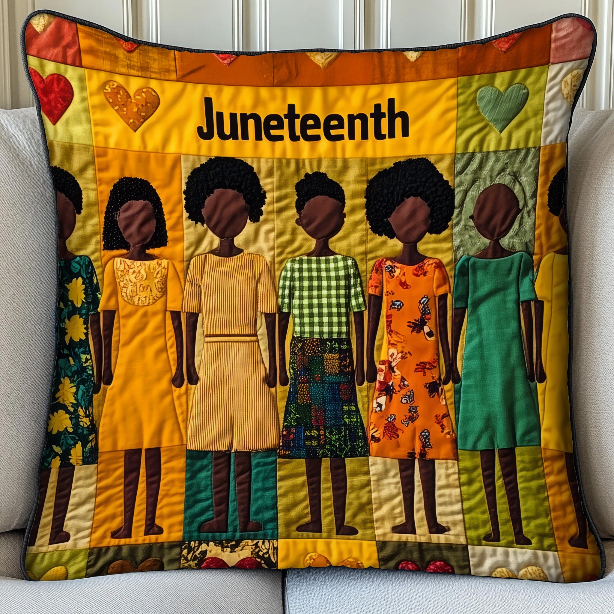 Juneteenth Quilted Pillow Case Decorative Pillow Cover MerchBlack History Month Gifts For Mom