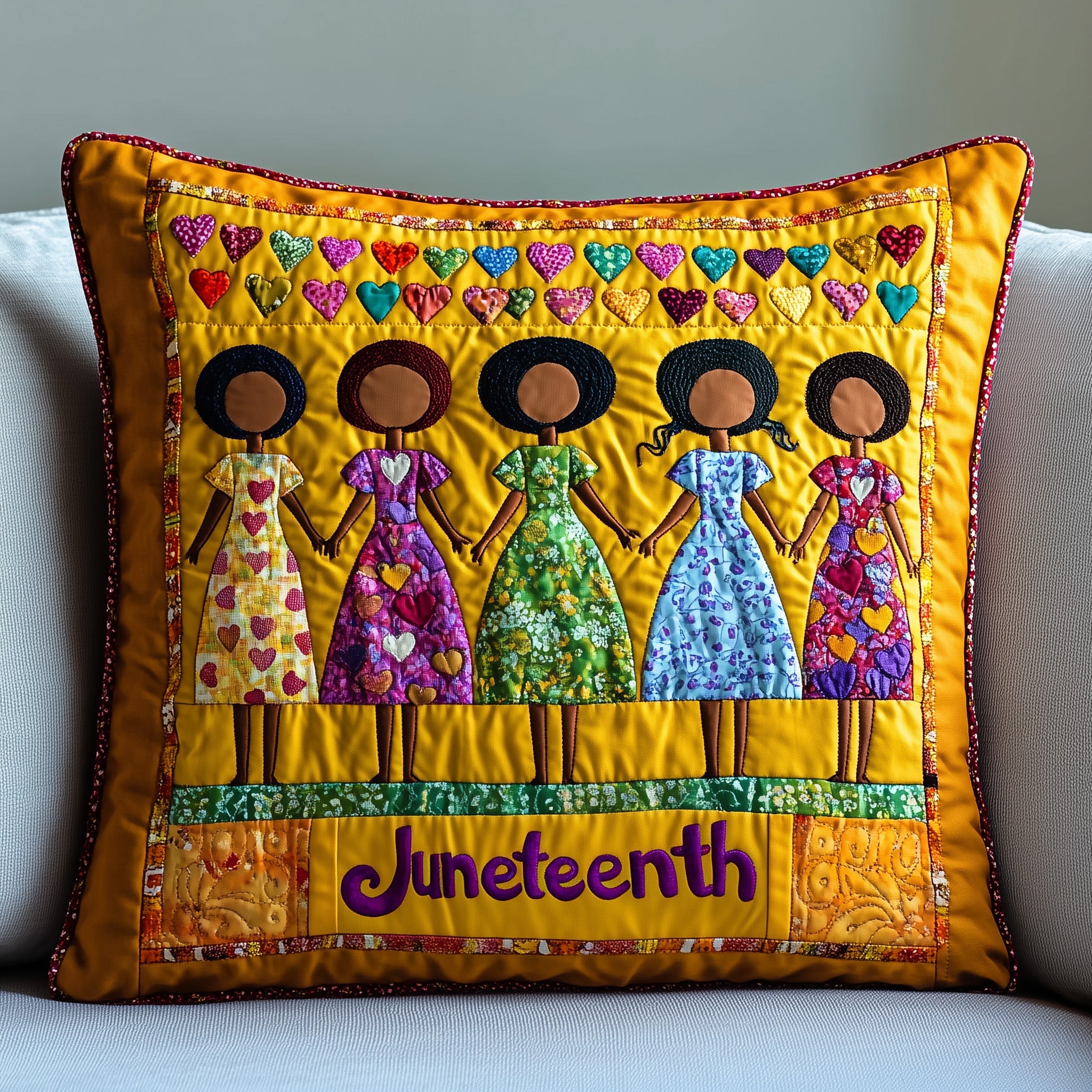 Juneteenth Quilted Pillow Case Decorative Pillow Cover MerchBlack History Month Gifts Items