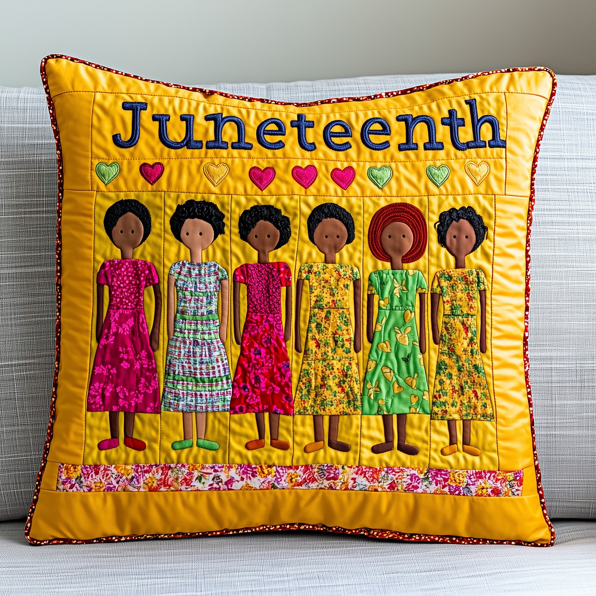 Juneteenth Quilted Pillow Case Decorative Pillow Cover MerchGifts For Black History Month