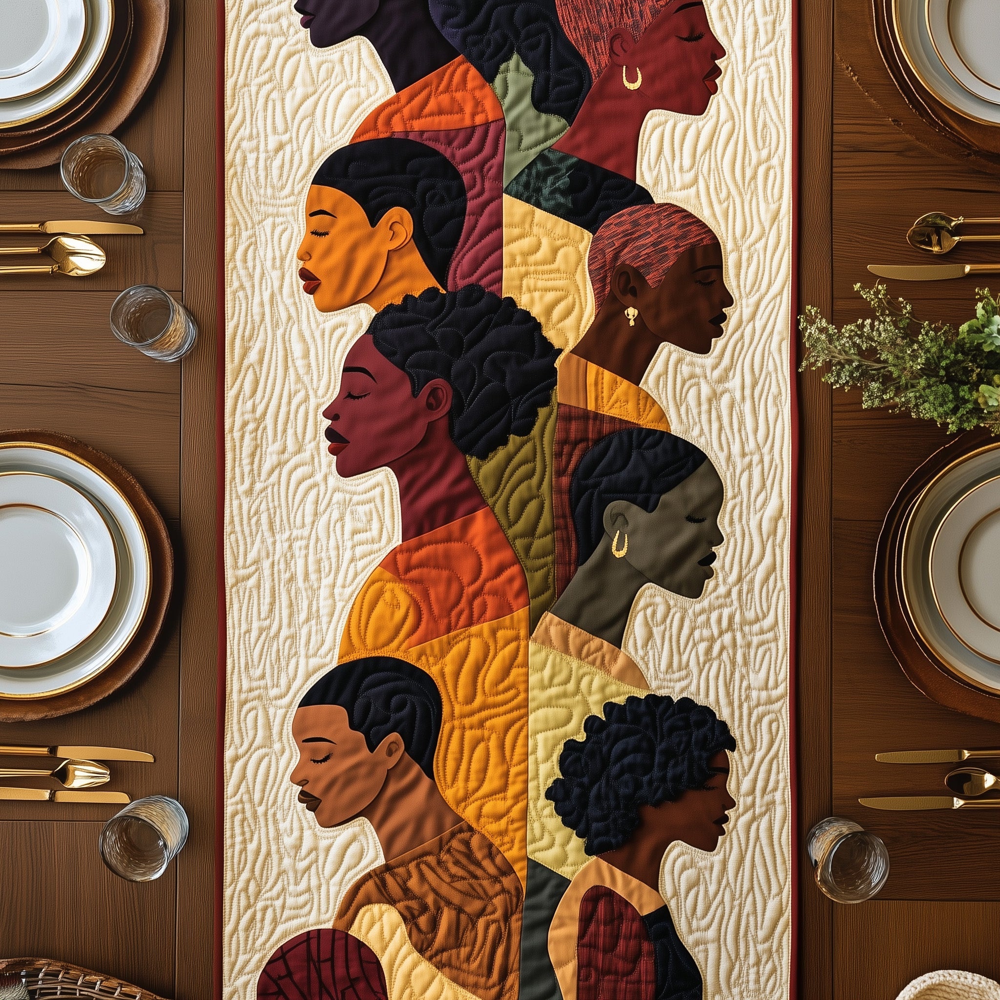 Juneteenth Quilted Table Runner Christmas Dining Table Runner
