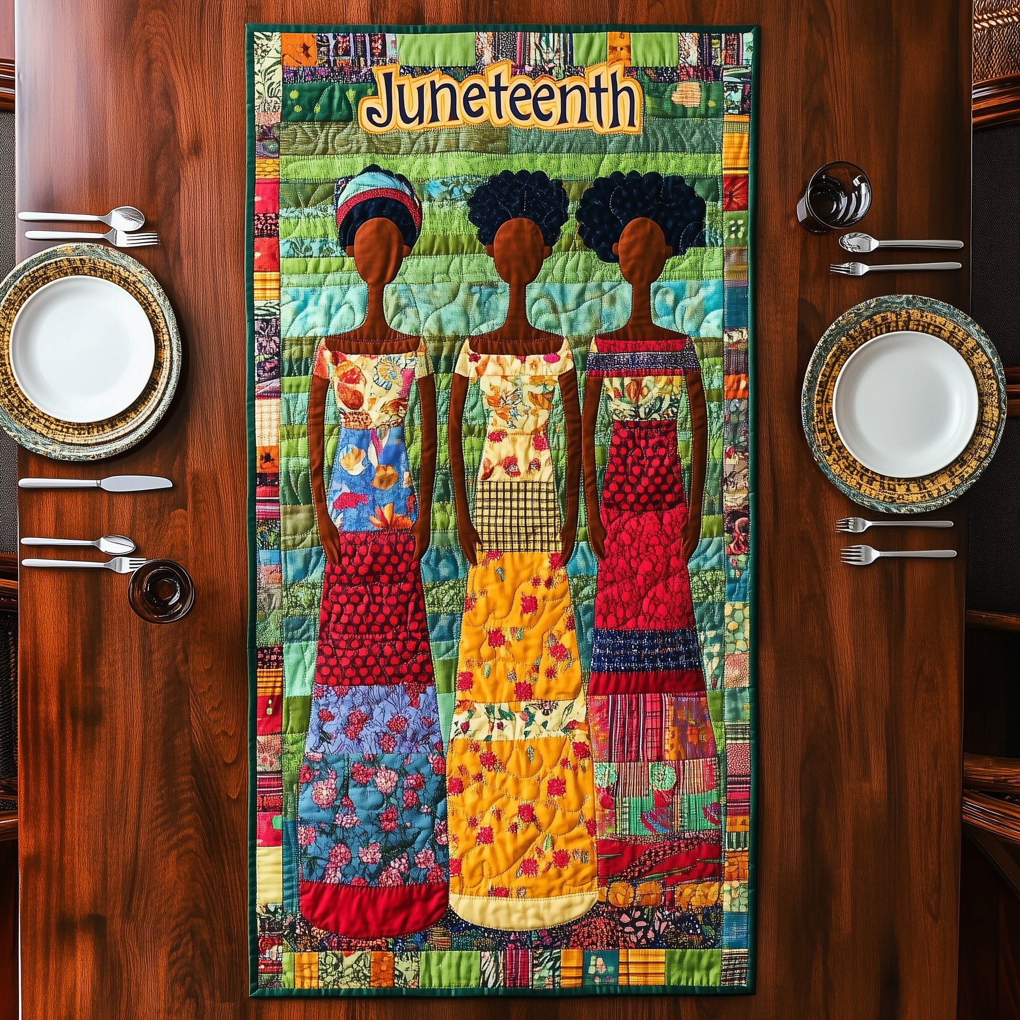 Juneteenth Quilted Table Runner Christmas Table Runner Gift Idea