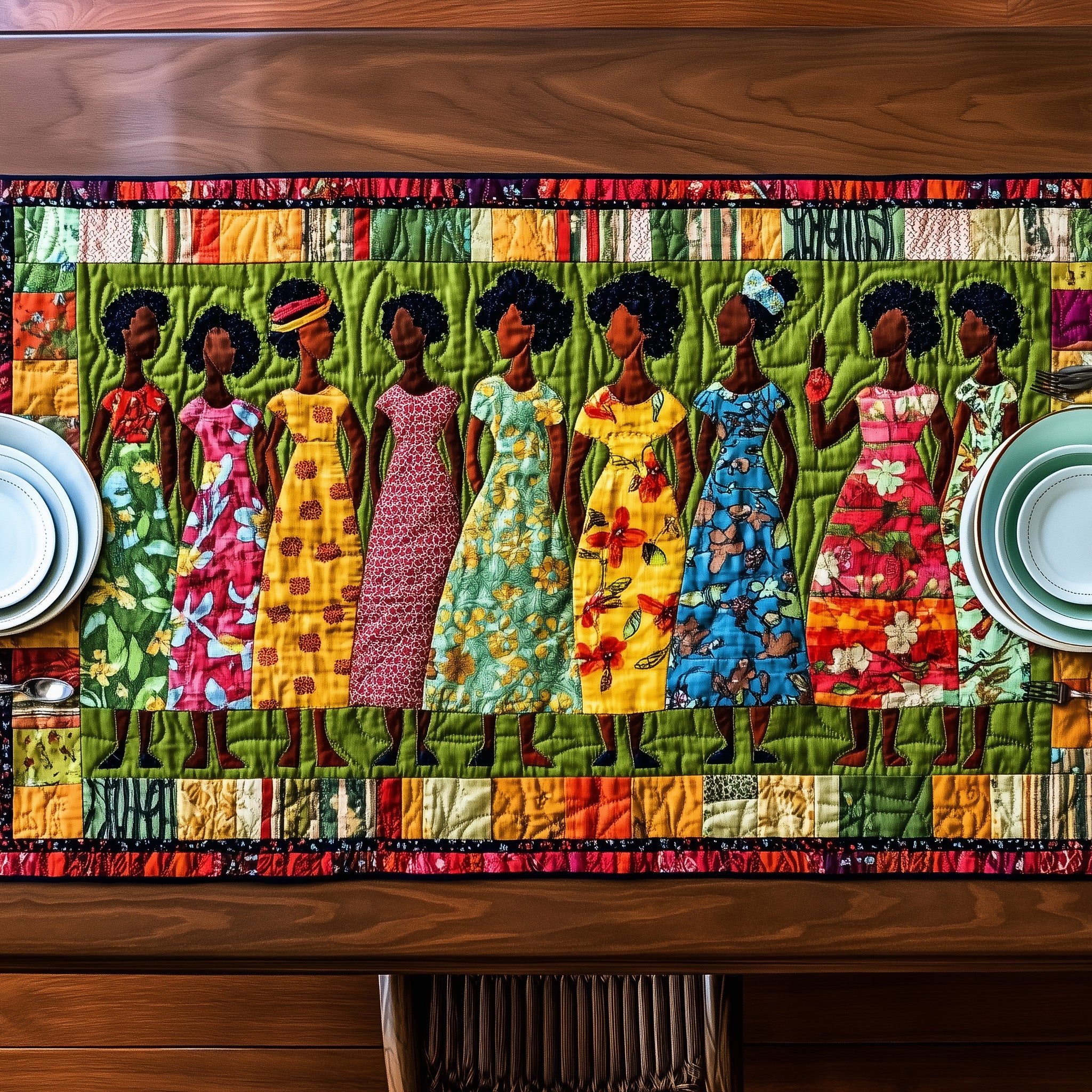 Juneteenth Quilted Table Runner Seasonal Table Runner for Holidays