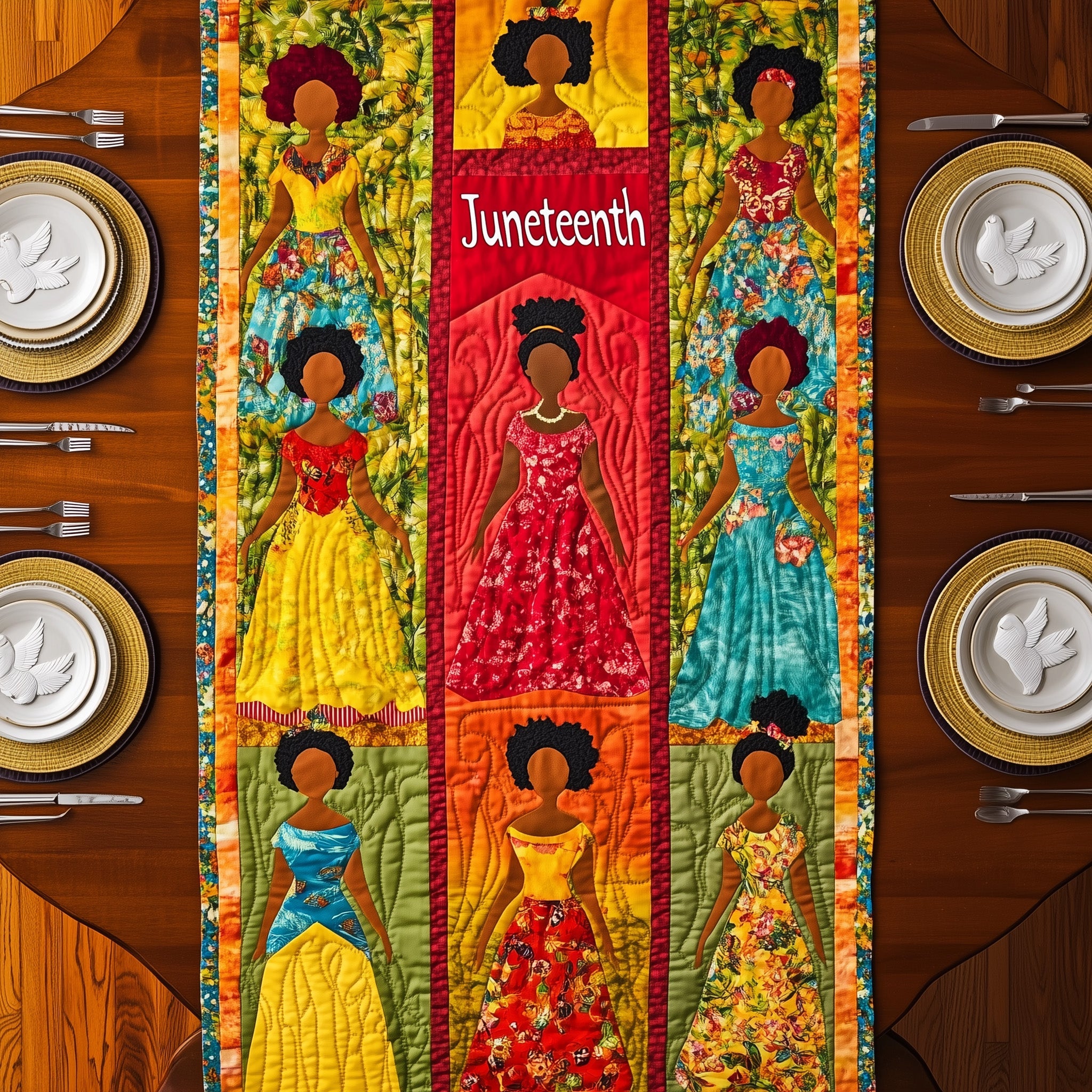 Juneteenth Quilted Table Runner Special Occasion Table Runner Gift