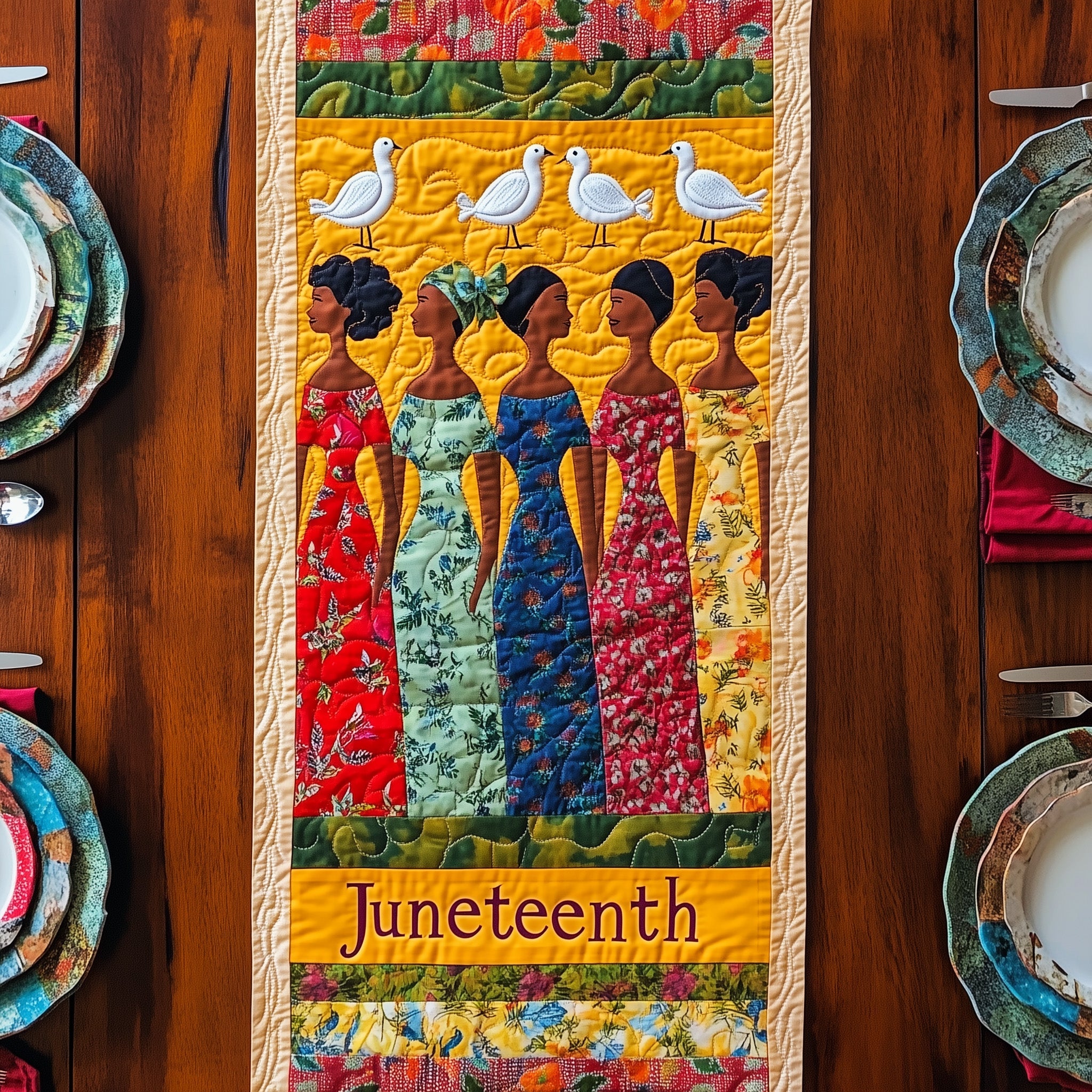 Juneteenth Quilted Table Runner Table Runner for Holiday Gatherings