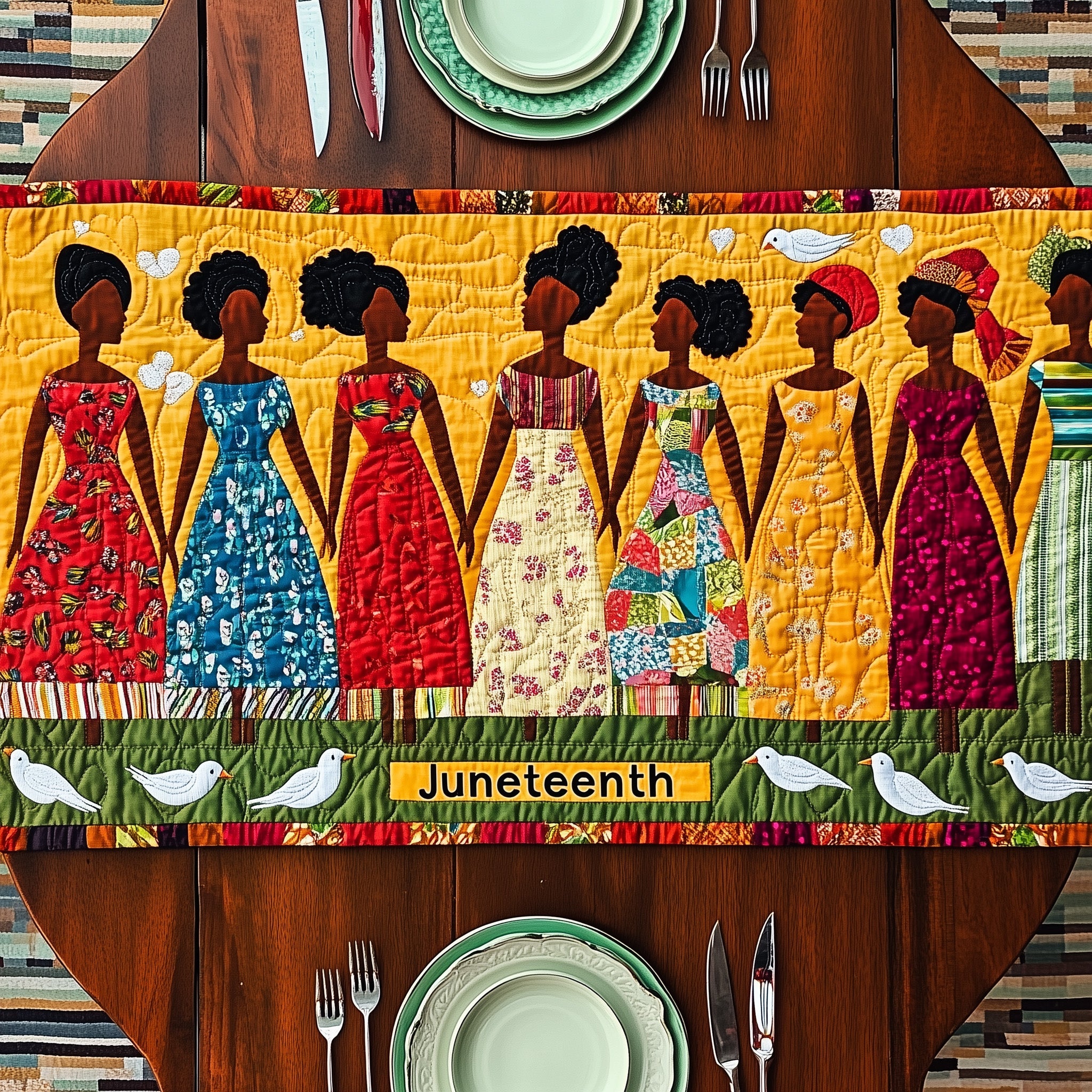 Juneteenth Quilted Table Runner Table Runner Gift for Holiday Season