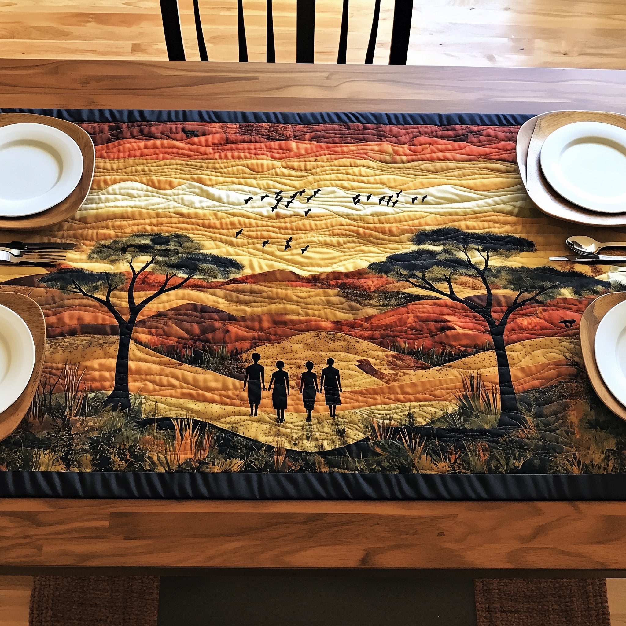 Juneteenth Sunset Unity Quilted Table Runner Christmas Table Runner for Dining Room
