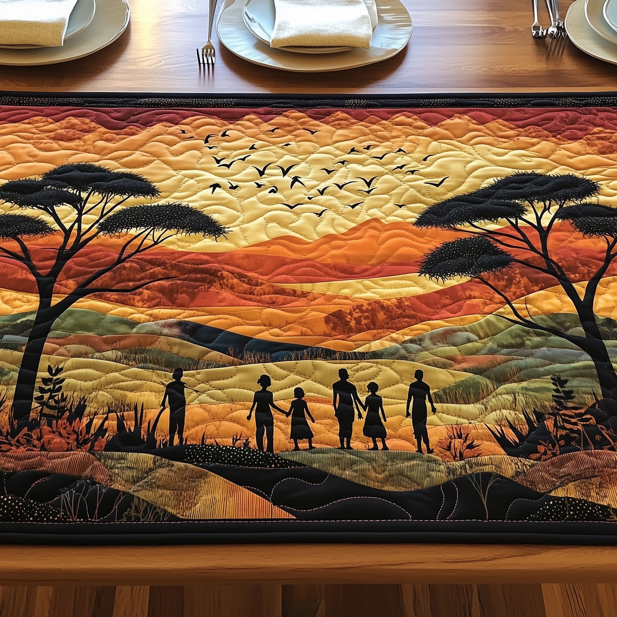 Juneteenth Sunset Unity Quilted Table Runner Christmas Theme Table Runner