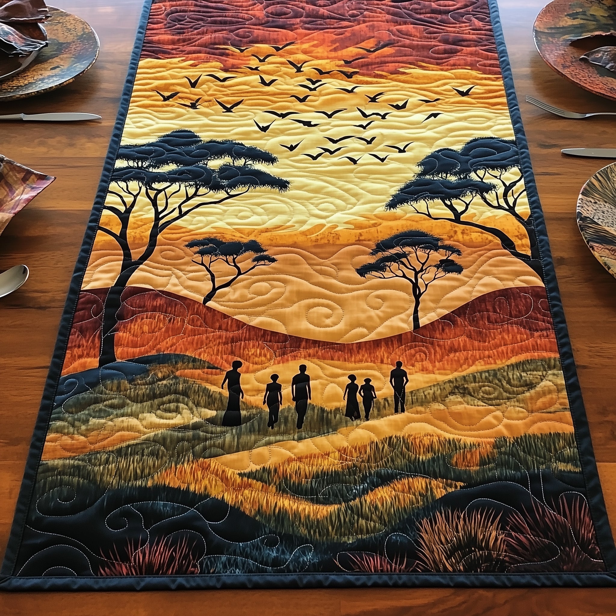 Juneteenth Sunset Unity Quilted Table Runner Holiday Table Runner Gift Idea