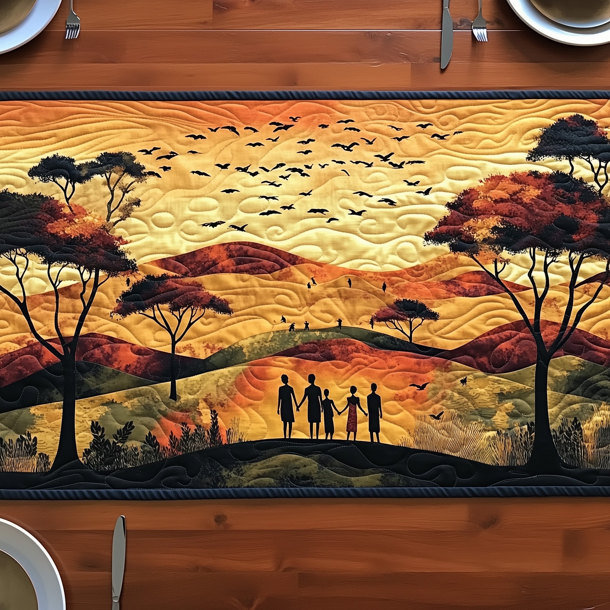 Juneteenth Sunset Unity Quilted Table Runner Table Runner for Christmas Decor