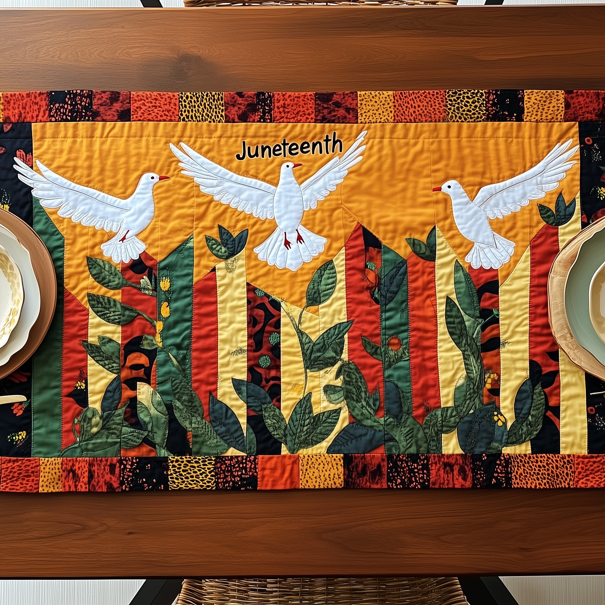 Juneteenth Wings Of Freedom Quilted Table Runner Cozy Christmas Table Runner