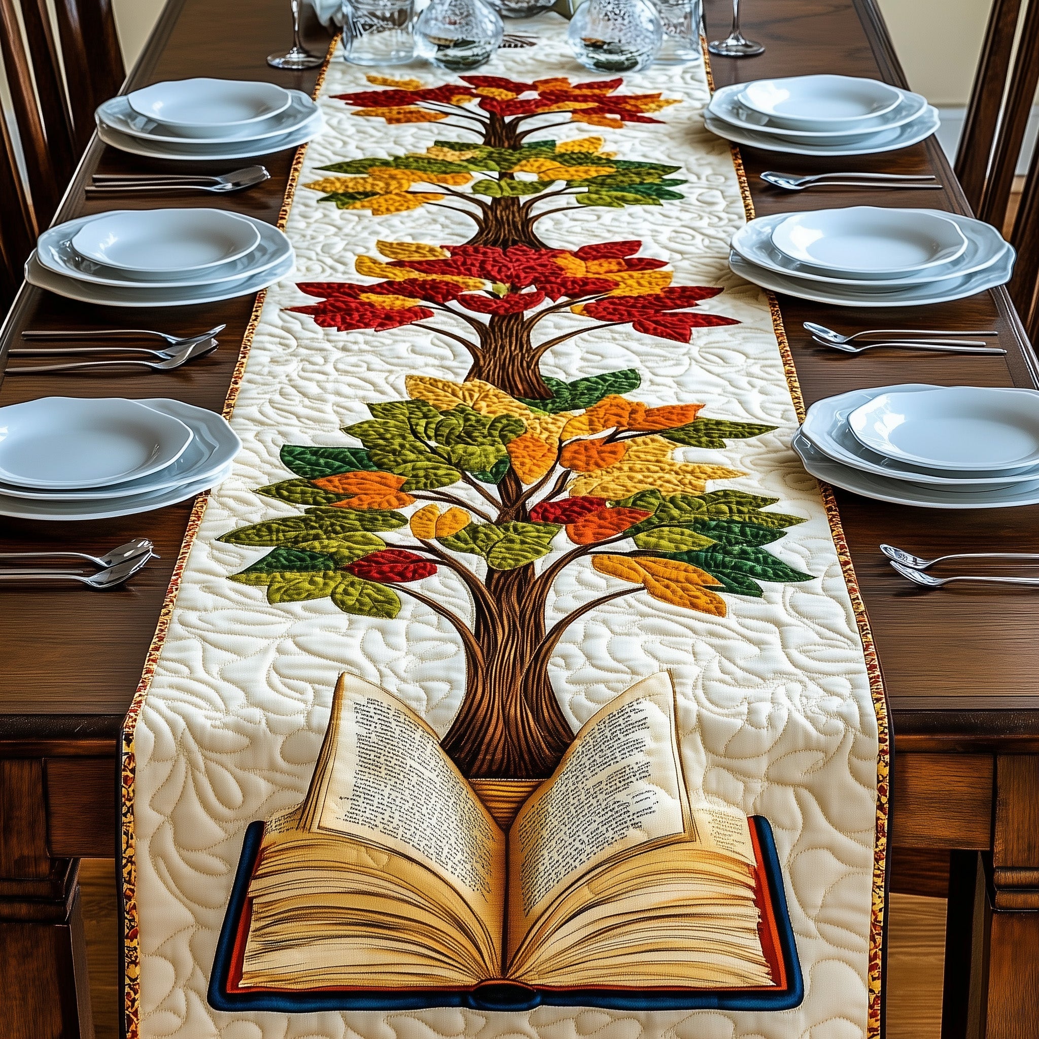 Juneteenth Wisdom Tree Quilted Table Runner Festive Table Runner for Dining Table