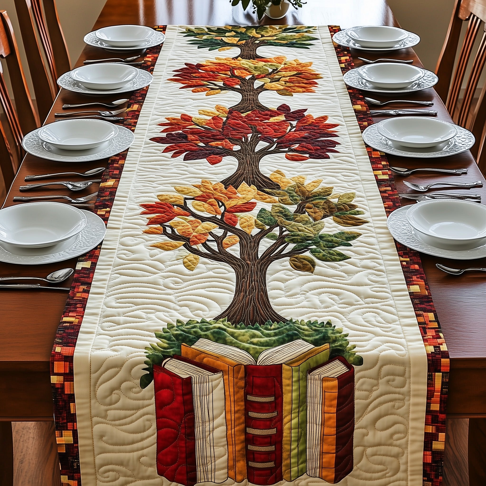 Juneteenth Wisdom Tree Quilted Table Runner Merry Christmas Table Runner Decor