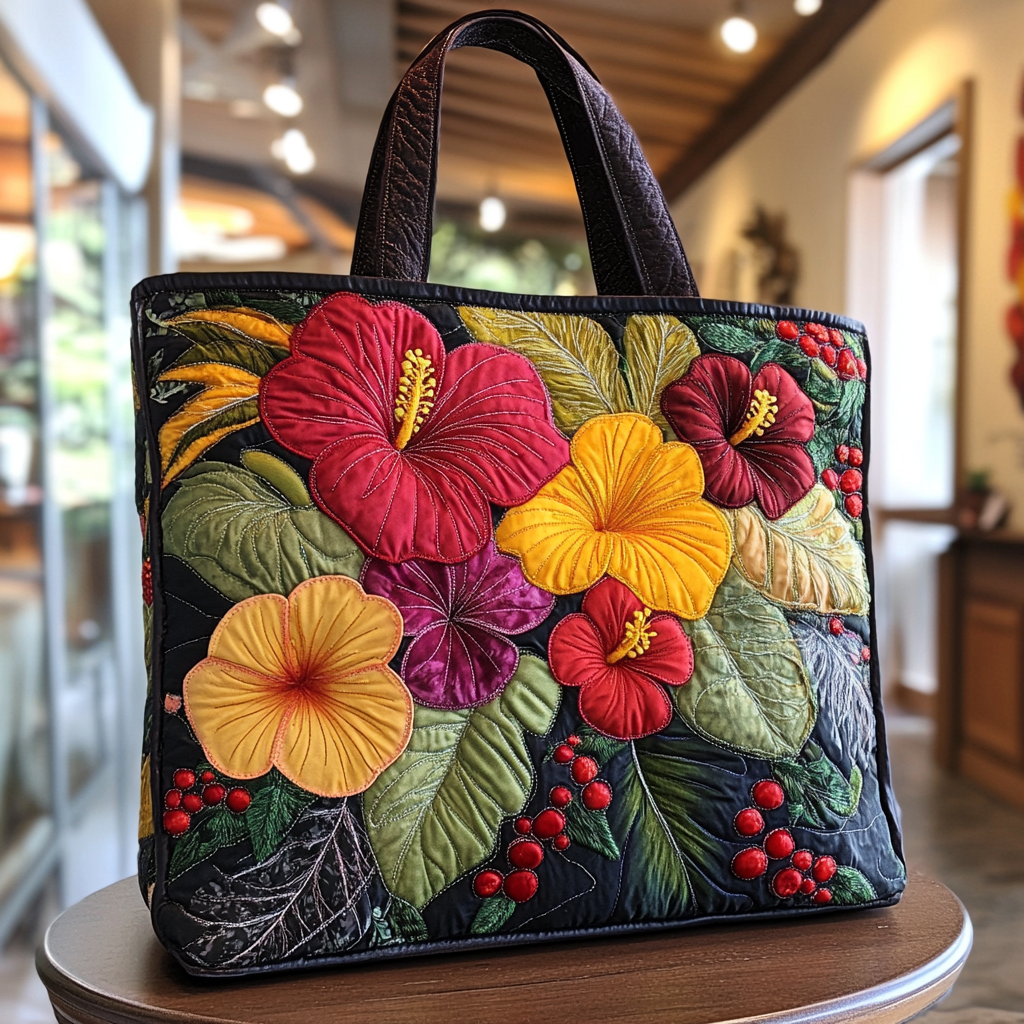 Jungle Bouquet Quilted Tote Bag Birthday Gifts For Beach Lovers