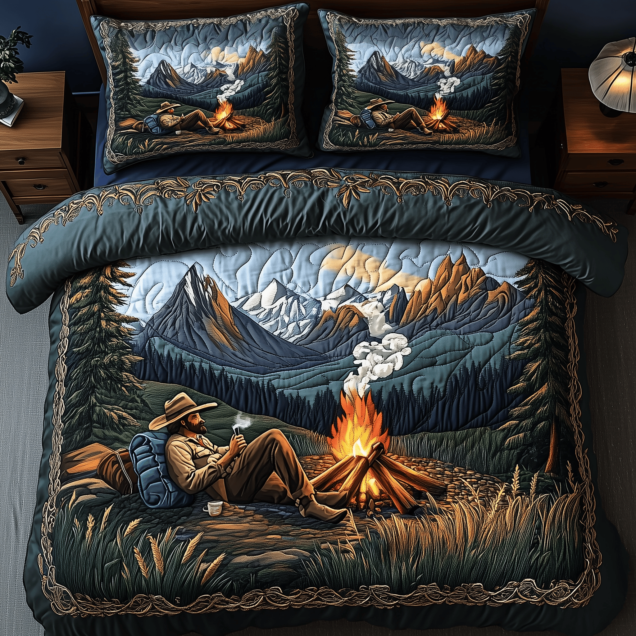 Jungle Camping Quilted Bedding Set Christmas Bedding Set Christmas Gifts For Couples