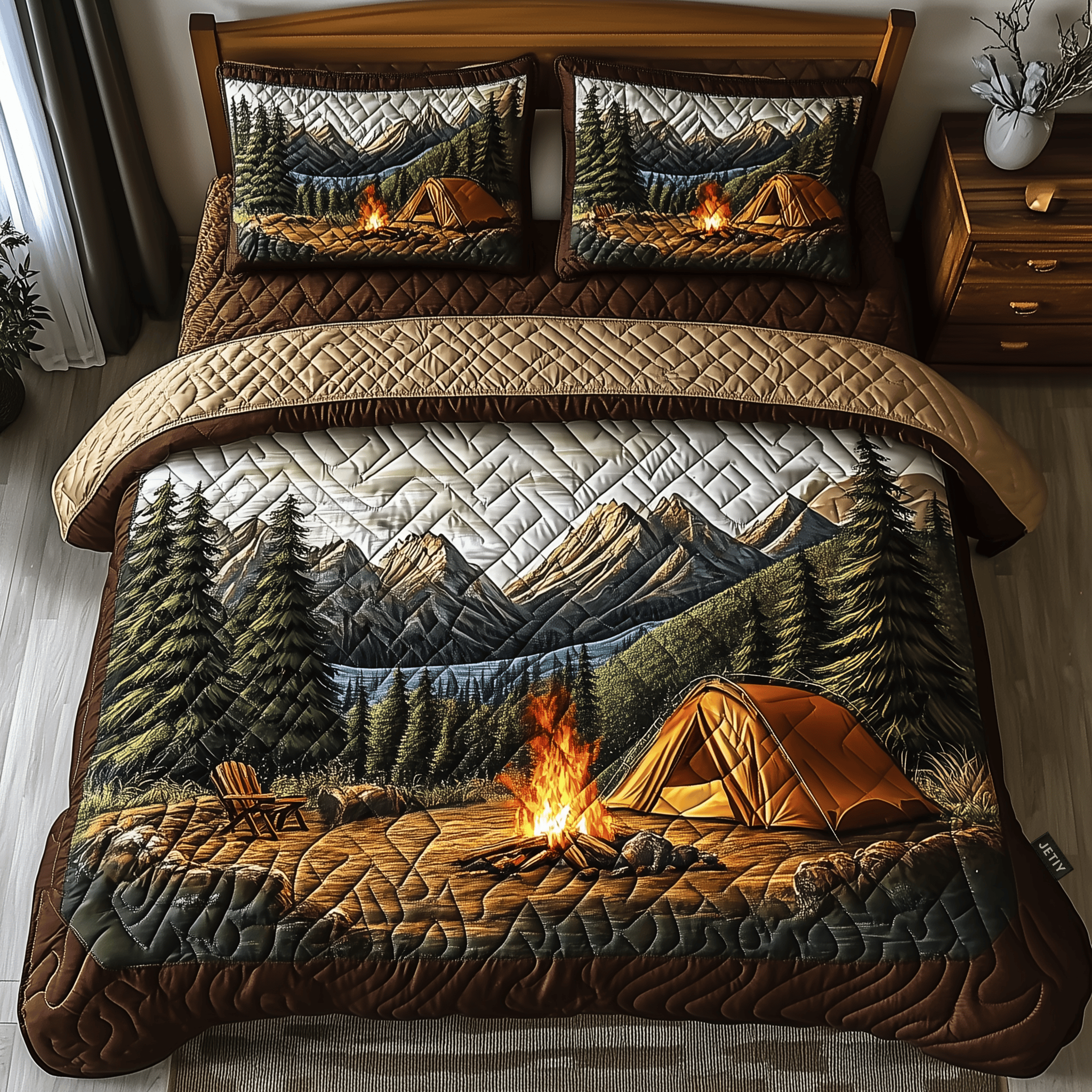 Jungle Camping Quilted Bedding Set Christmas Bedding Set Gift Experiences For Couples