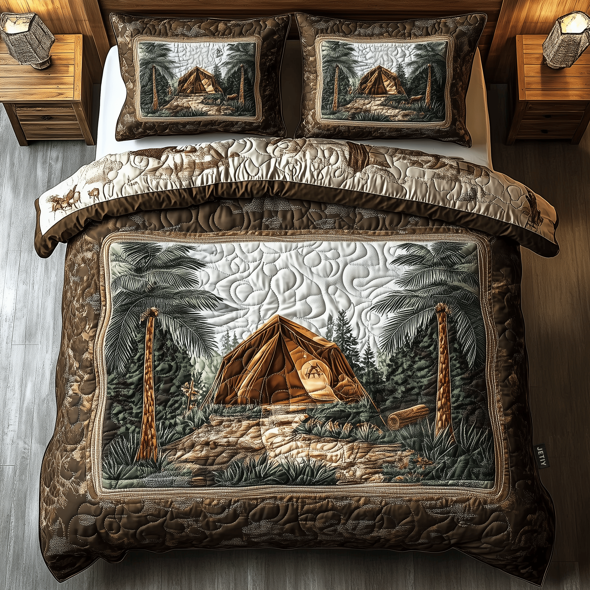 Jungle Camping Quilted Bedding Set Christmas Bedding Set Gift Experiences For Couples