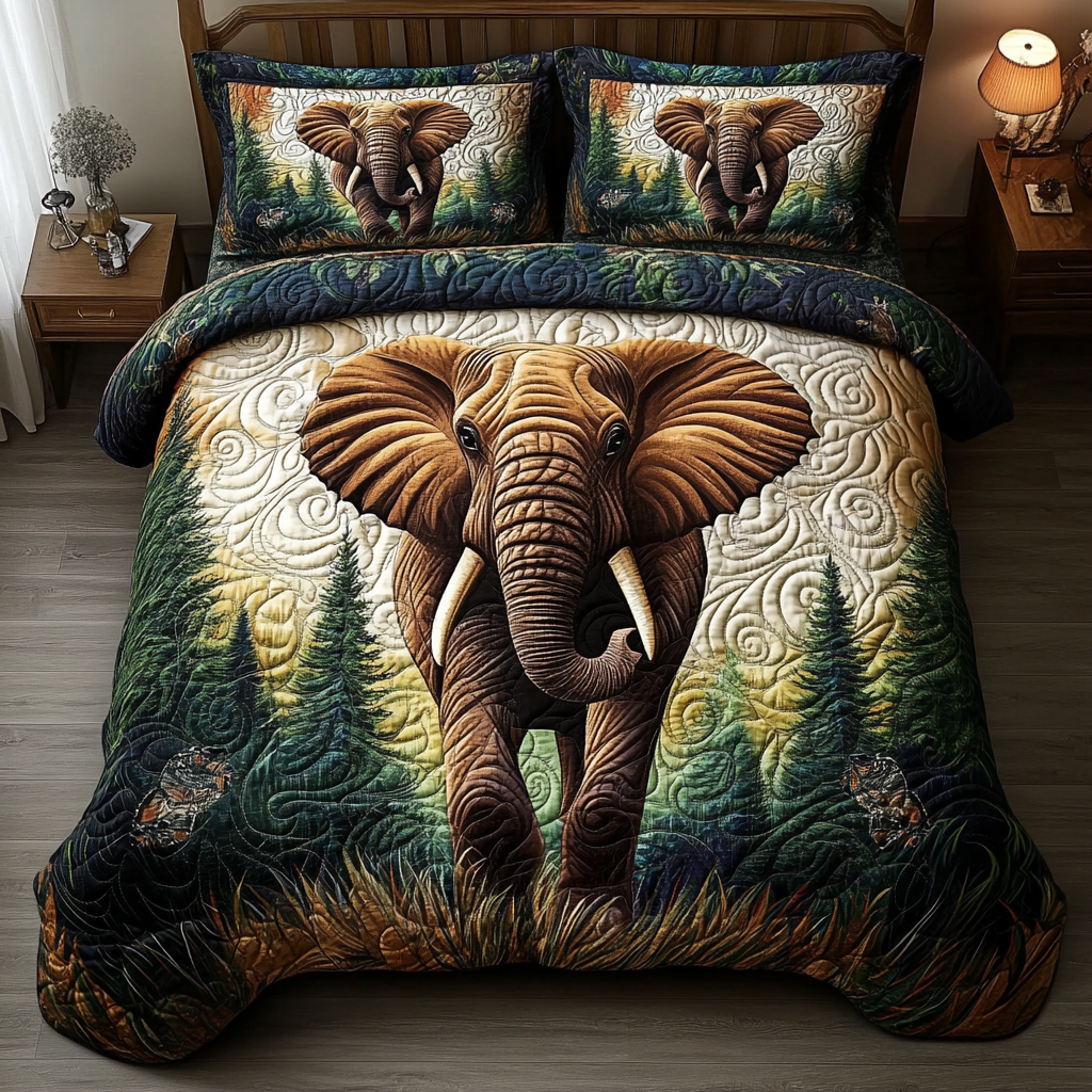 Jungle Elegance Quilted Bedding Set Classic Bedding Set That Enhances Your Sleep Space