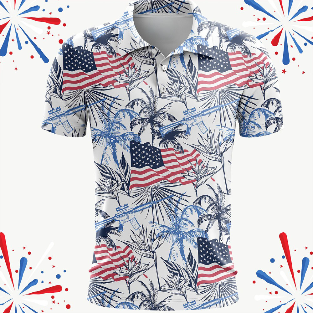 Jungle Flag Patriotic Golf Polo Shirt Gifts For Father
