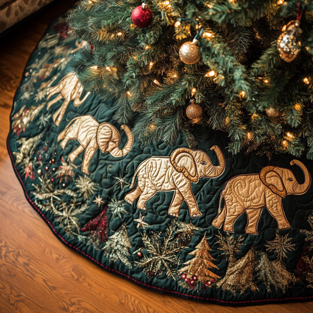 Jungle Joy Christmas Quilted Tree Skirt Magical Christmas Tree Skirt to Impress Guests