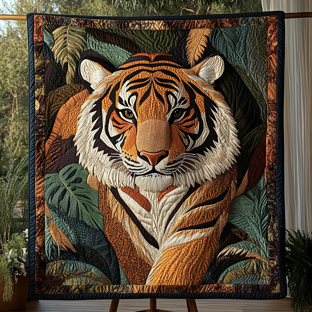 Jungle King Quilted Blanket  Tiger Blanket Unique Gift For Friend