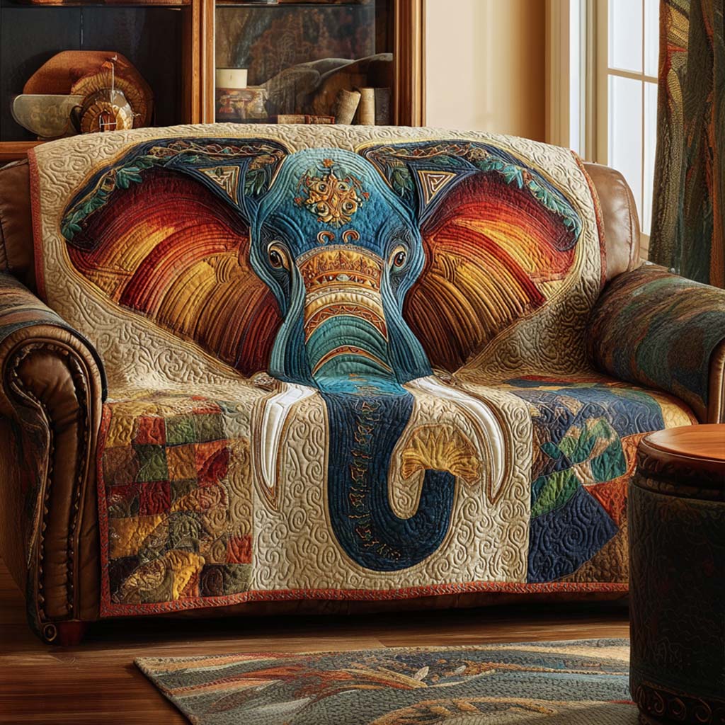 Jungle King Quilted Sofa Cover Living Room Decor Elephant Gifts For Xmas