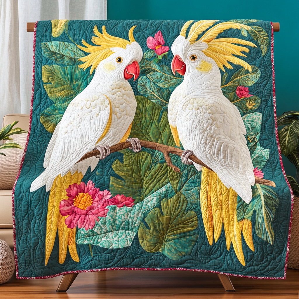 Jungle Majesty Quilted Blanket Bed Room Decor Gift For Parrot Lover