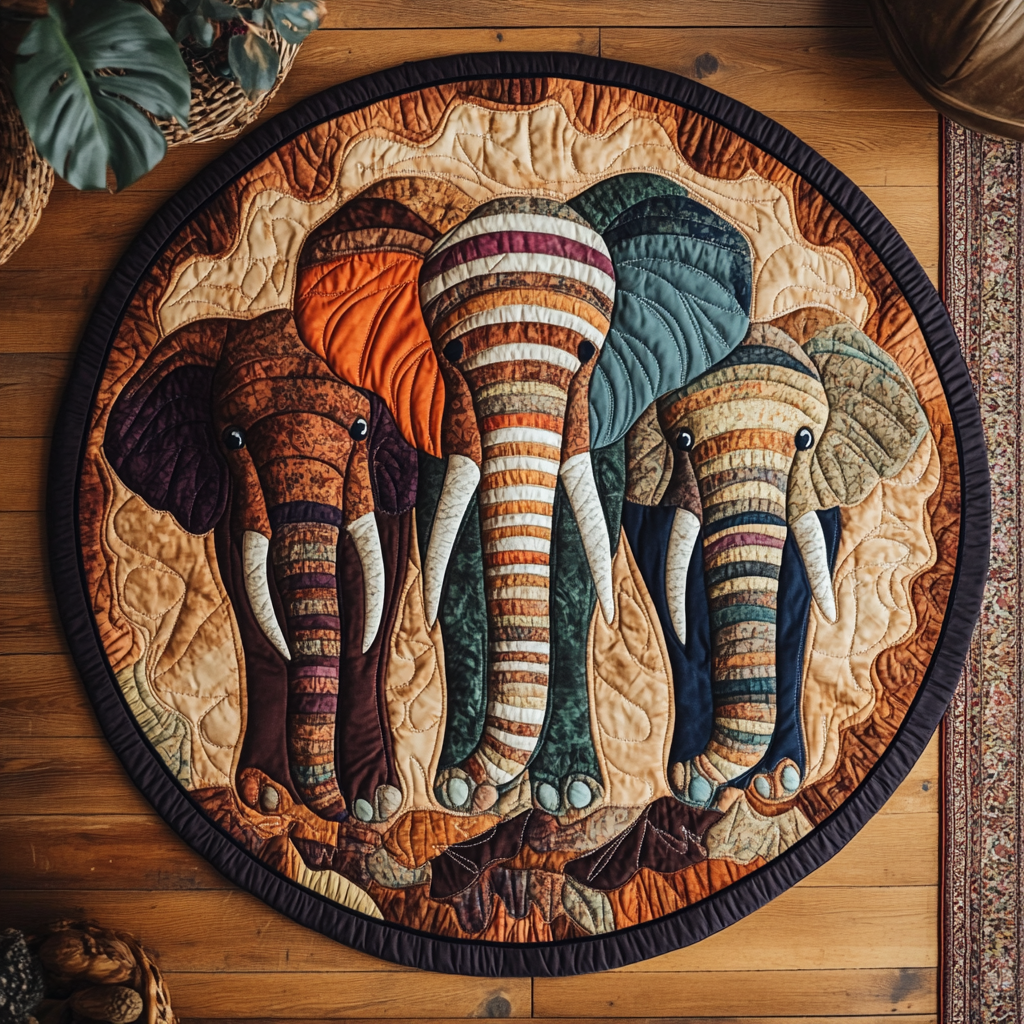 Jungle March Quilted Round Mat Foyer Christmas Decor Christmas Presents For Brother And Sister In Law