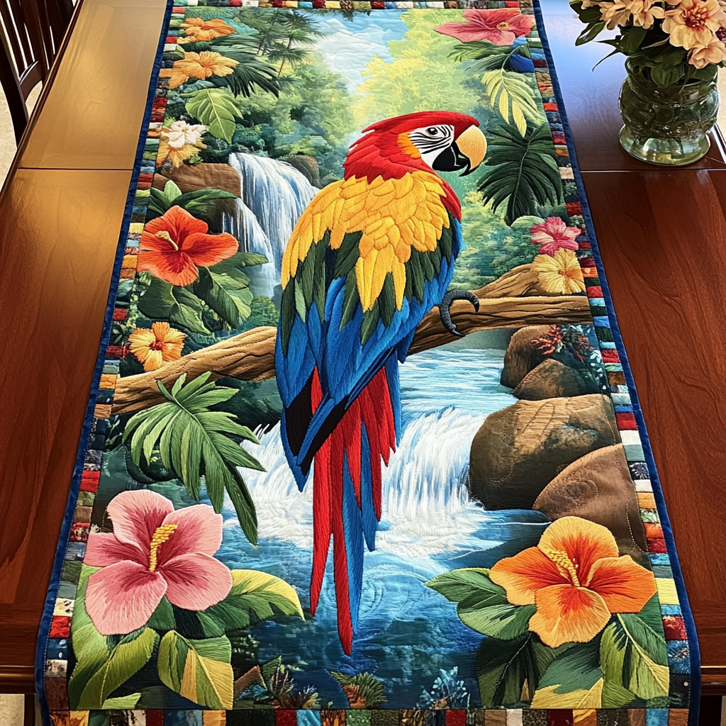 Jungle Parrot Quilted Table Runner Dining Room Table Decor Christmas Gifts For Parrots