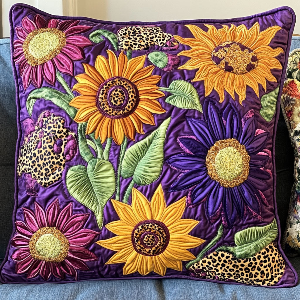 Jungle Petals Quilted Pillow Case Best Cool Pillow Cases Sunflower Gifts For Women
