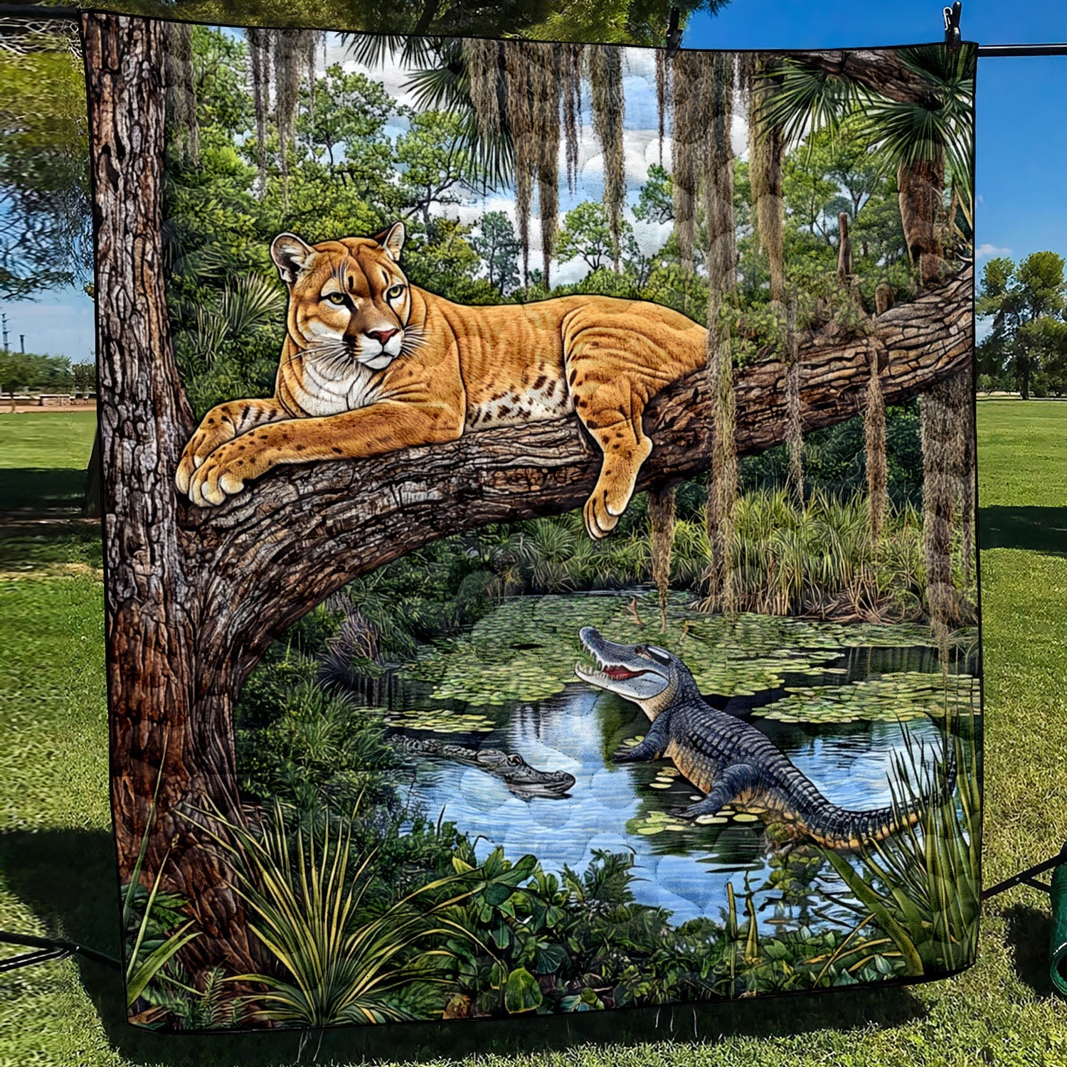 Jungle Rest Quilted Blanket Holiday Throw Blanket Presents For Wildlife Lovers